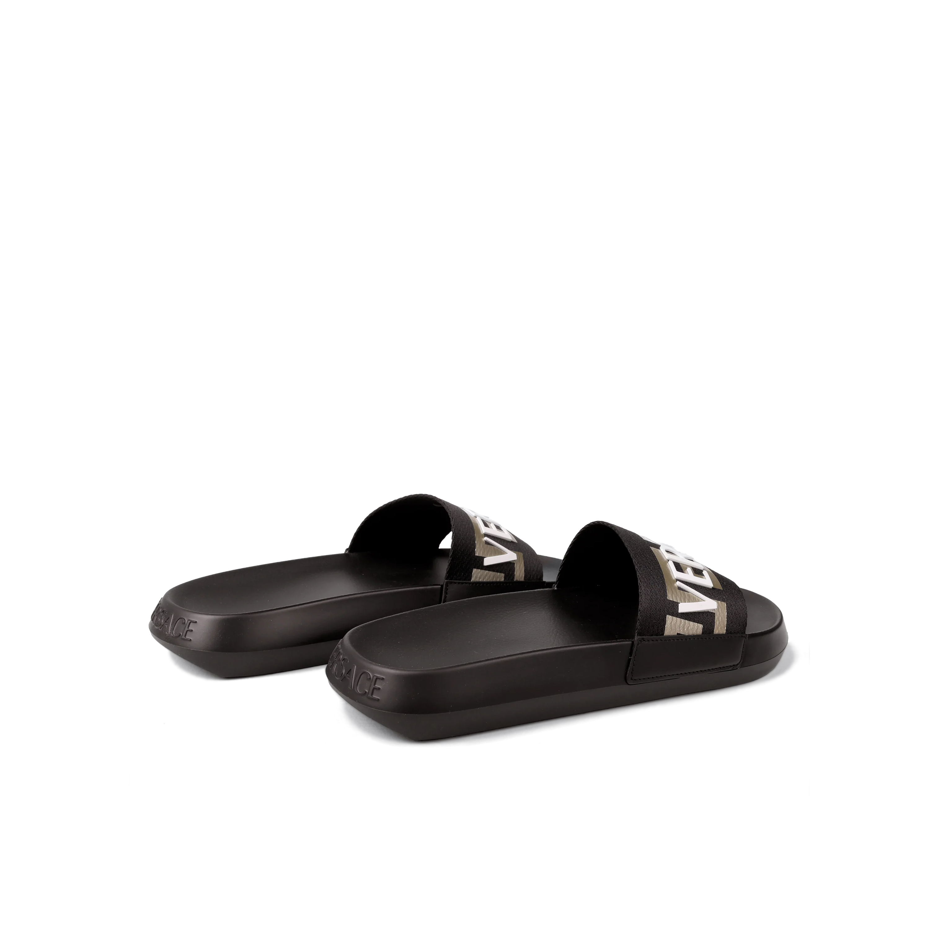 Sandalias Negras Versace Gold Greca