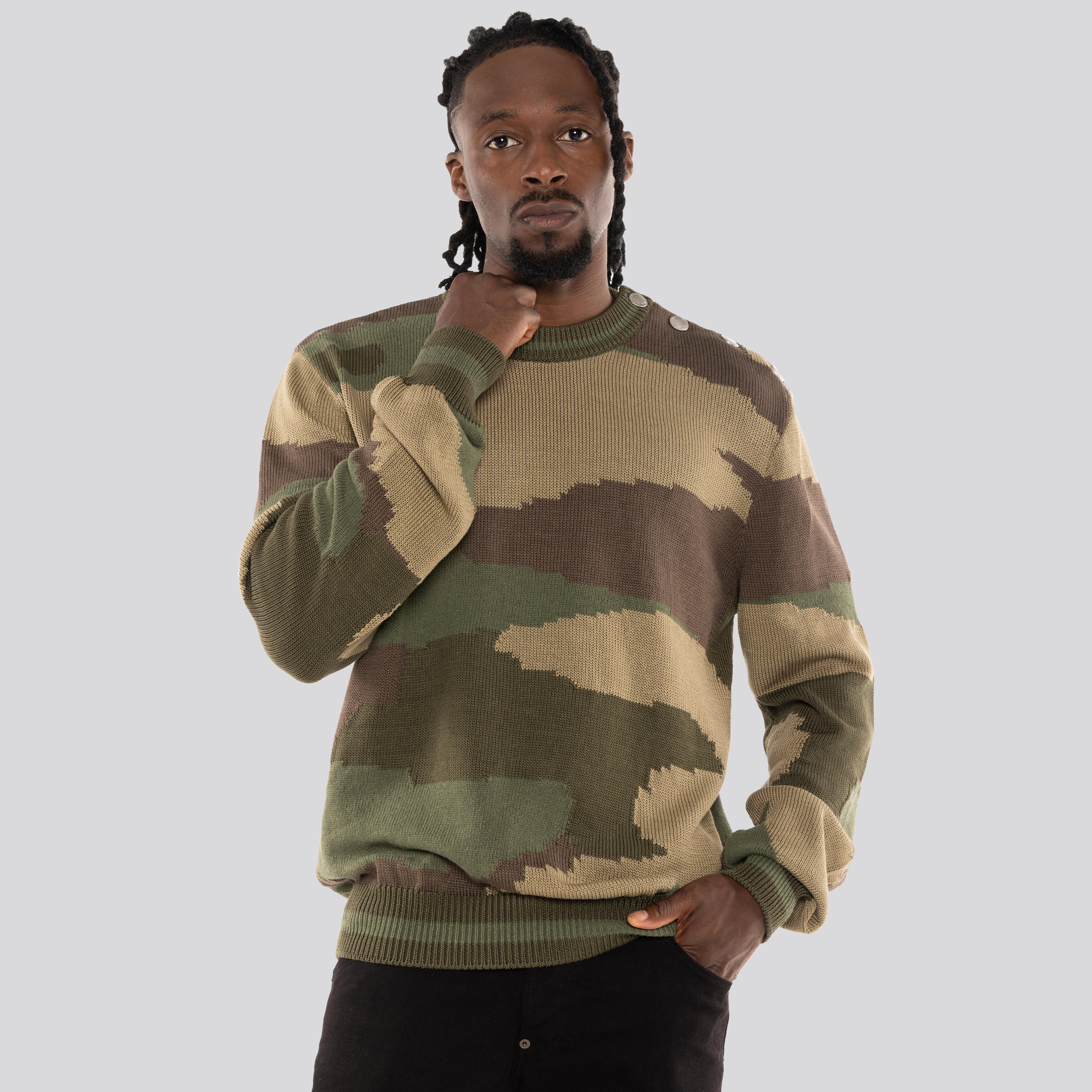 Suéter Verde Balmain Camouflage 3 Btn