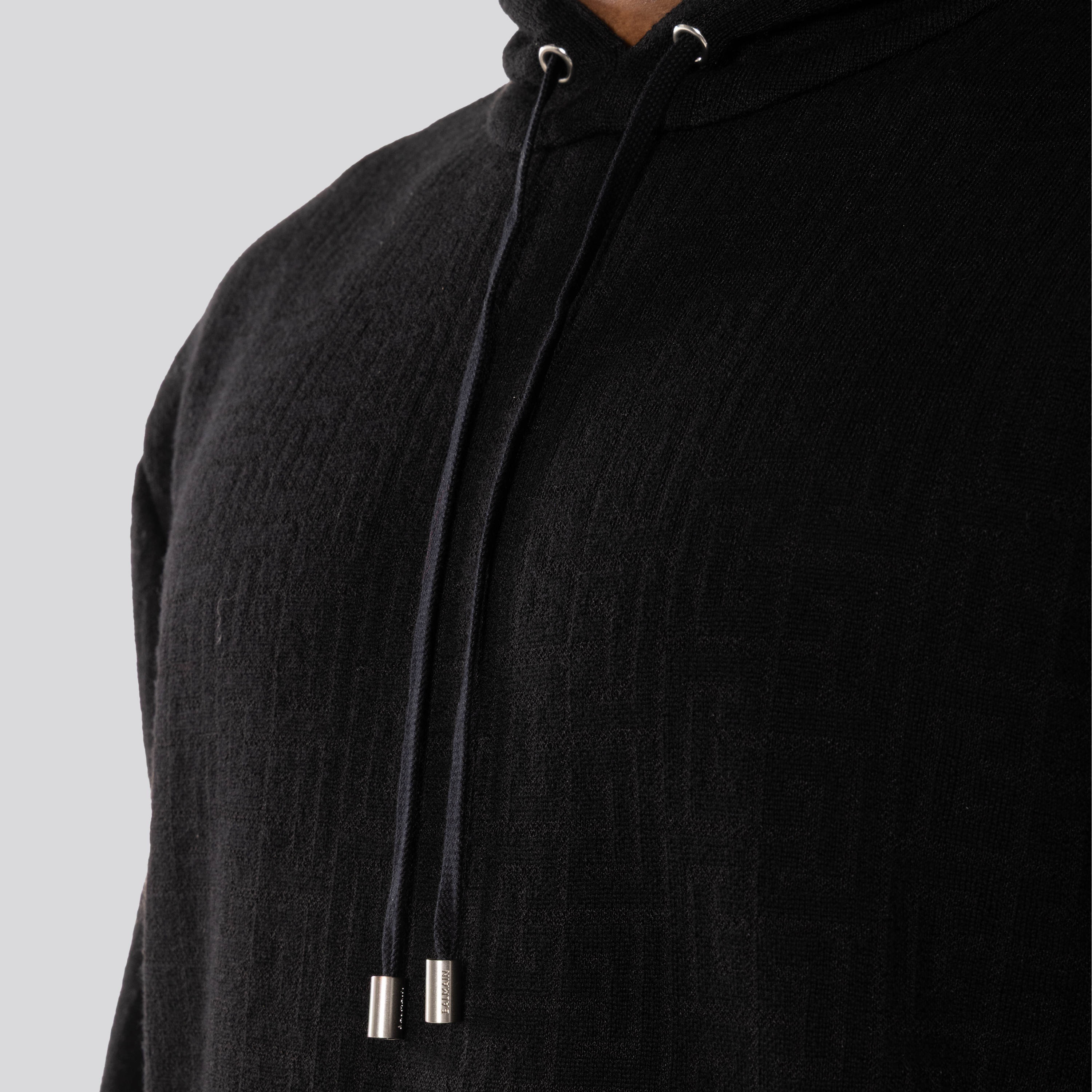 Buzo Negro Balmain Monogram Wool Linen