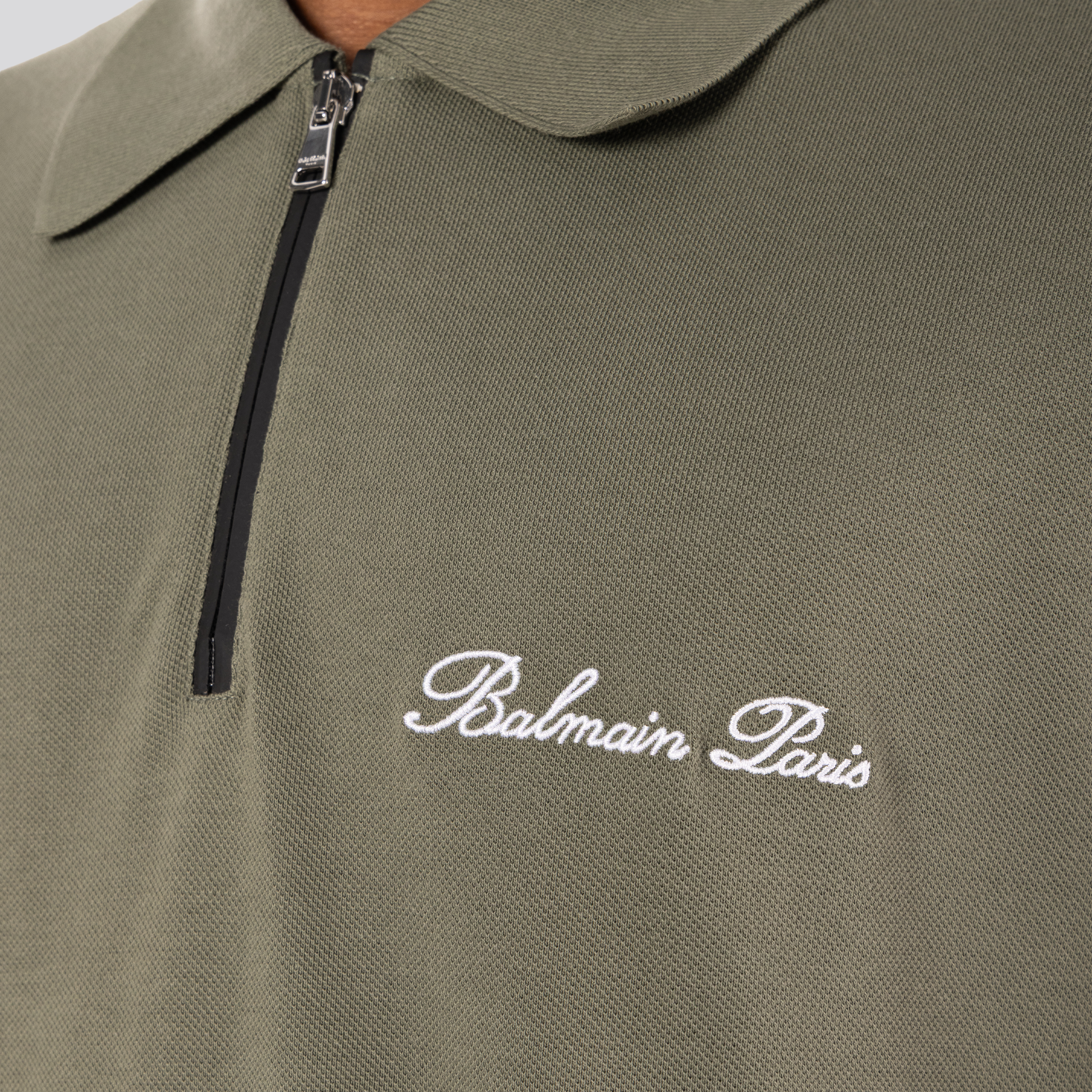 Camiseta Tipo Polo Verde Balmain Zipped