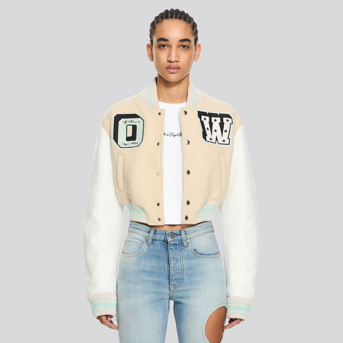 Chaqueta Blanca Off-White Varsity Grafitti