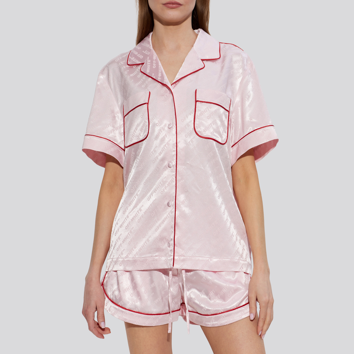 Camisa Rosada Off-White Pink Sat Jacquard