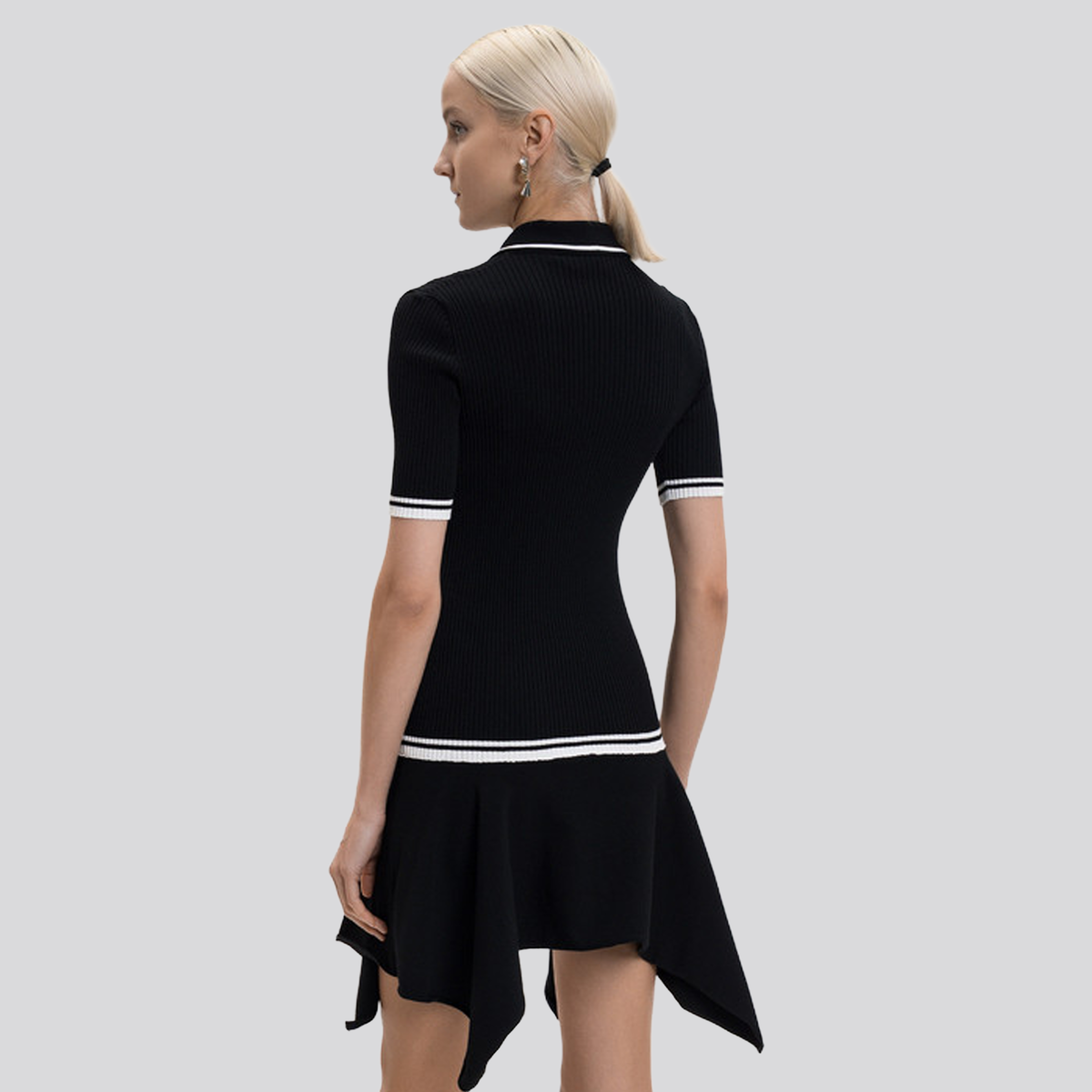 Vestido tipo Polo Negro Off-White Knit