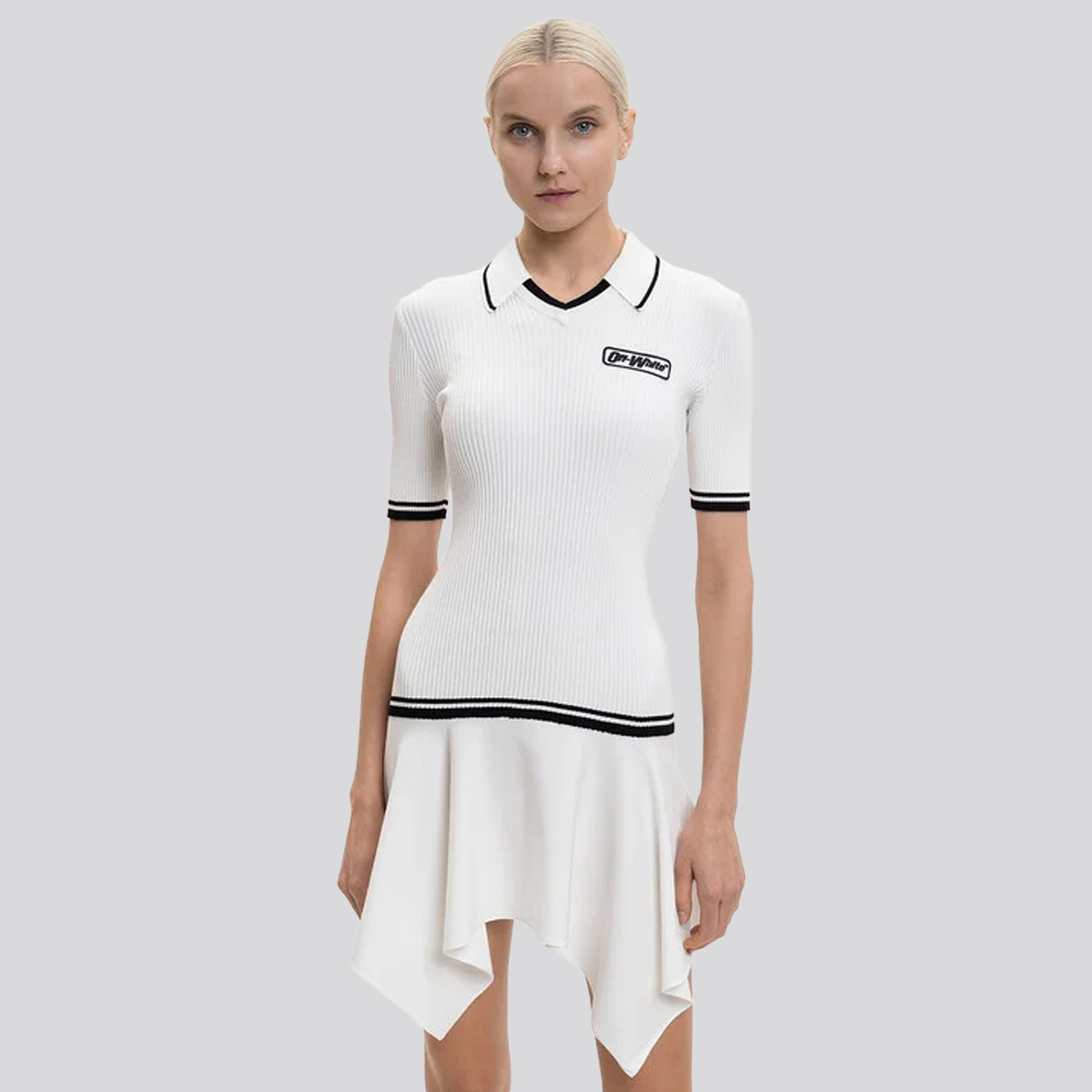 Vestido tipo Polo Blanco Off-White Knit