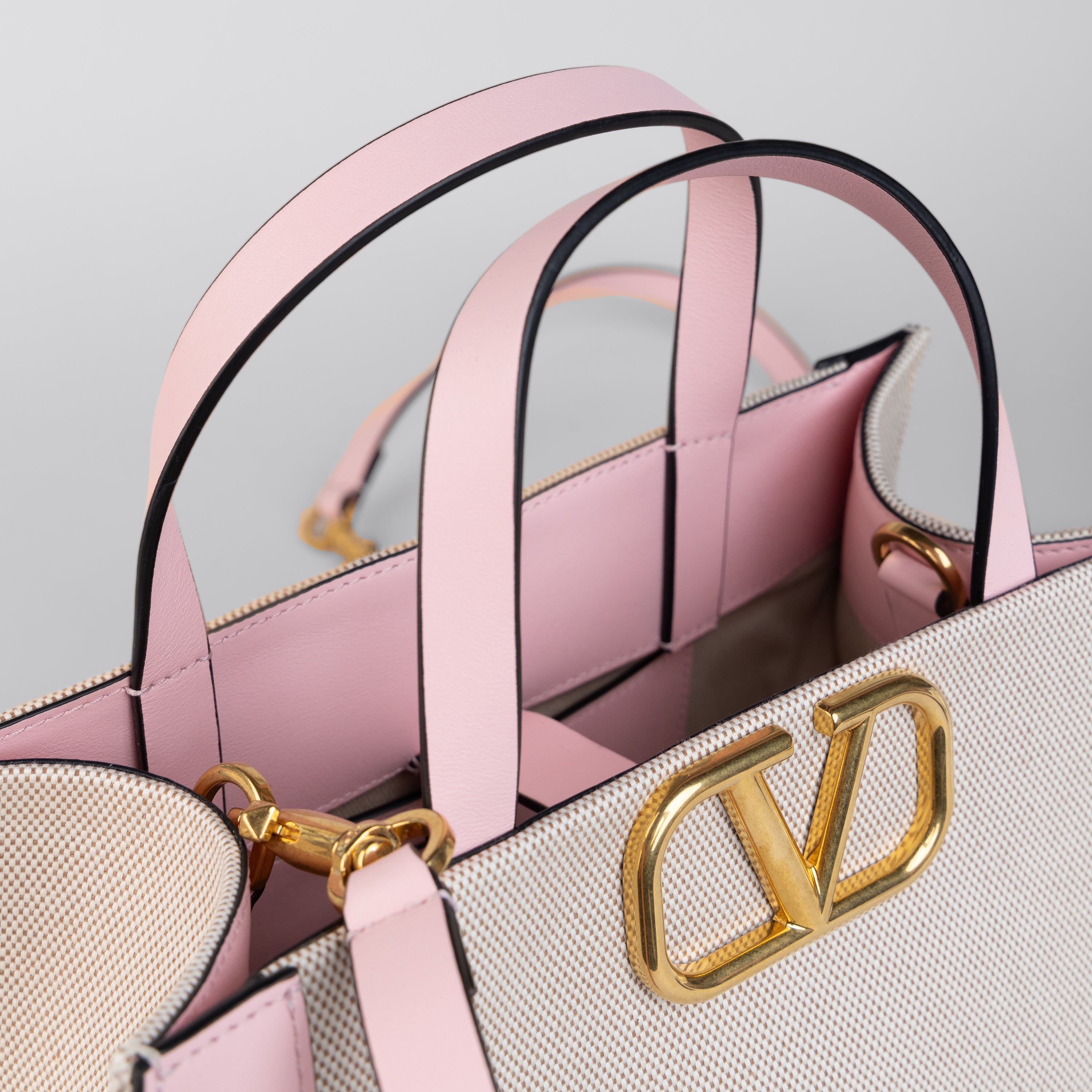 Bolso Rosado Gris Valentino Canvas Vlogo