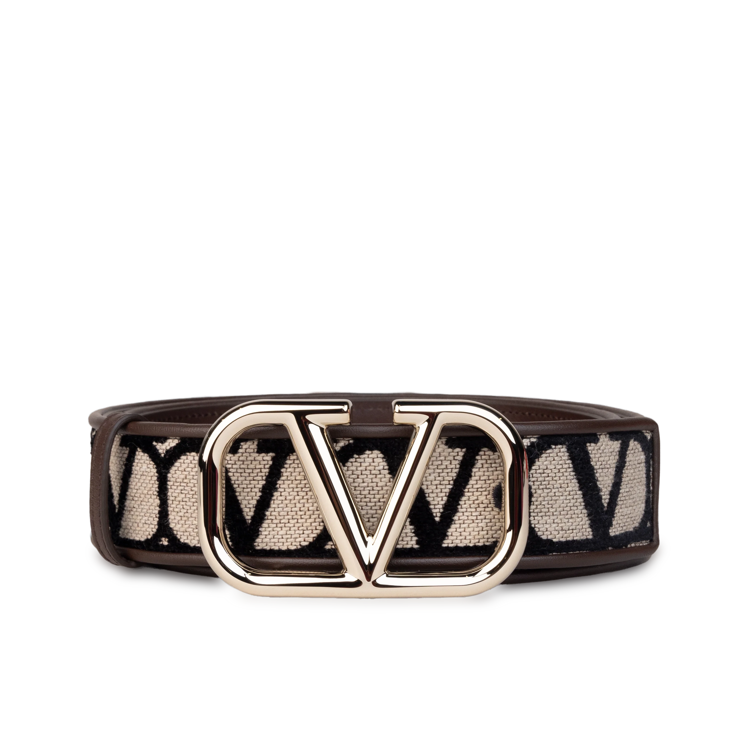 Cinturón Beige-Café Valentino Vlogo Iconographe 40 mm