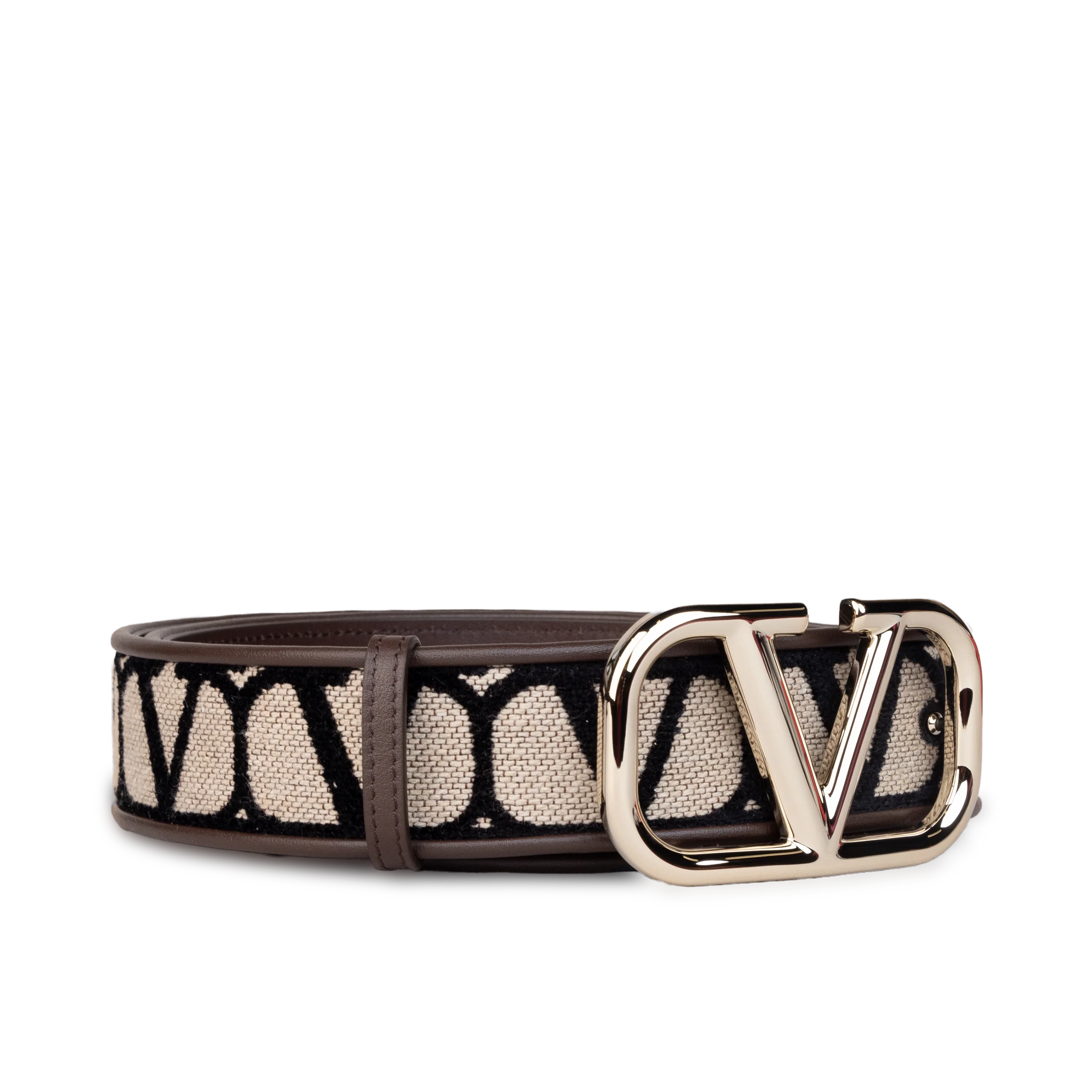 Cinturón Beige-Café Valentino Vlogo Iconographe 40 mm
