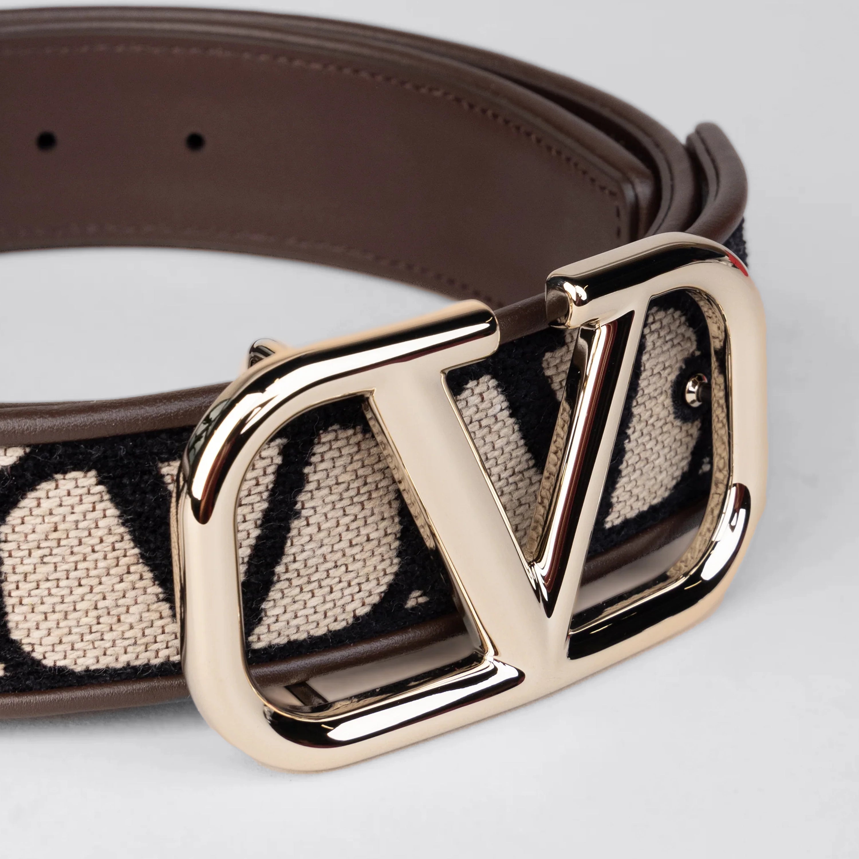 Cinturón Beige-Café Valentino Vlogo Iconographe 40 mm
