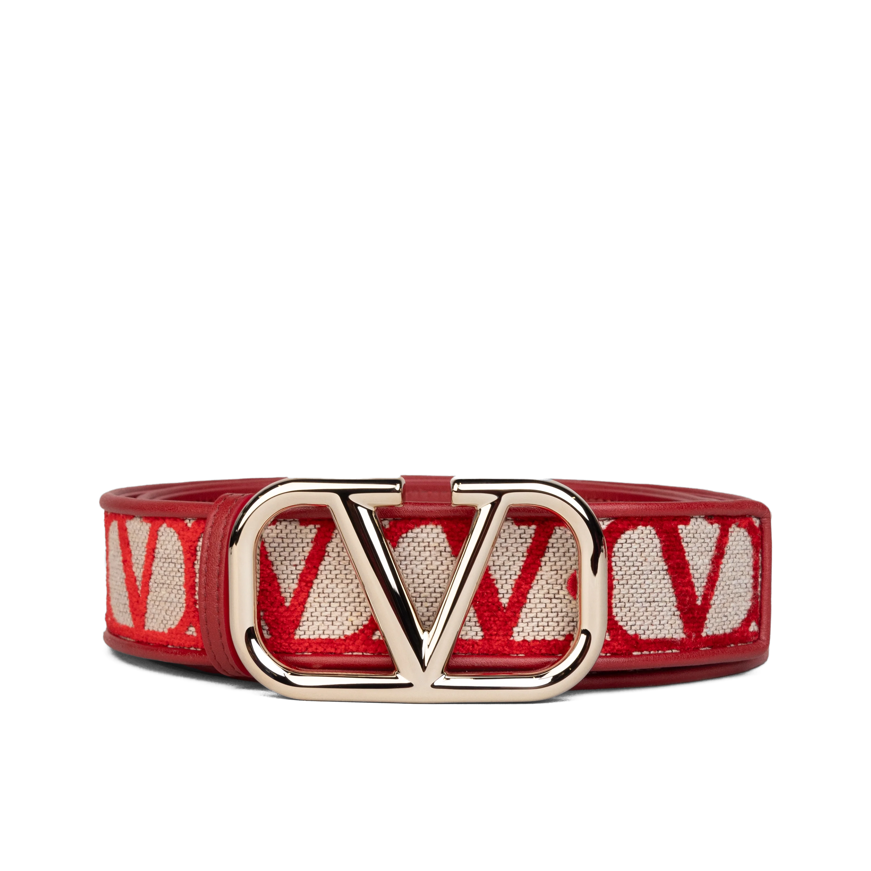 Cinturón Beige-Rojo Valentino Vlogo Iconographe 40 mm