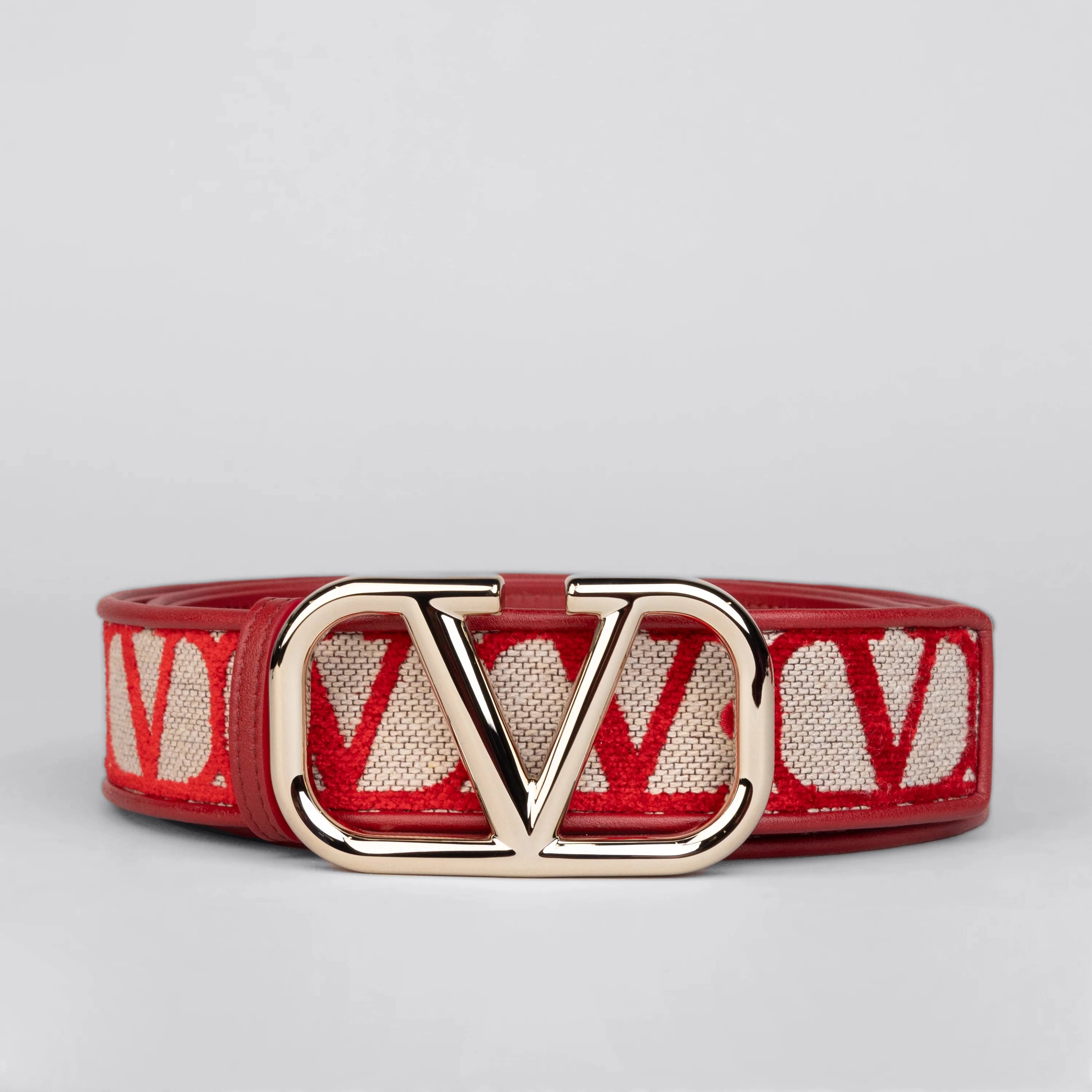 Cinturón Beige-Rojo Valentino Vlogo Iconographe 40 mm