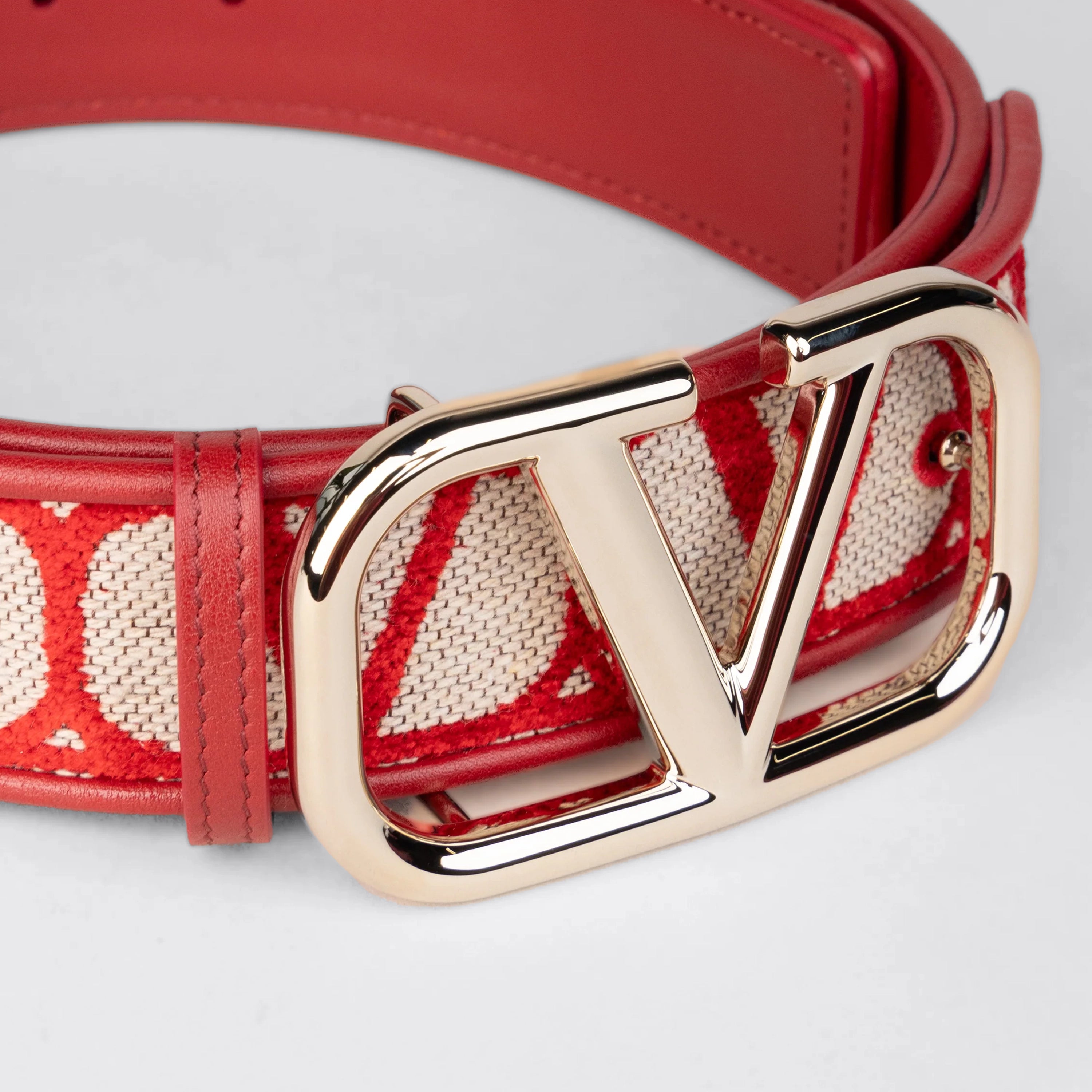 Cinturón Beige-Rojo Valentino Vlogo Iconographe 40 mm