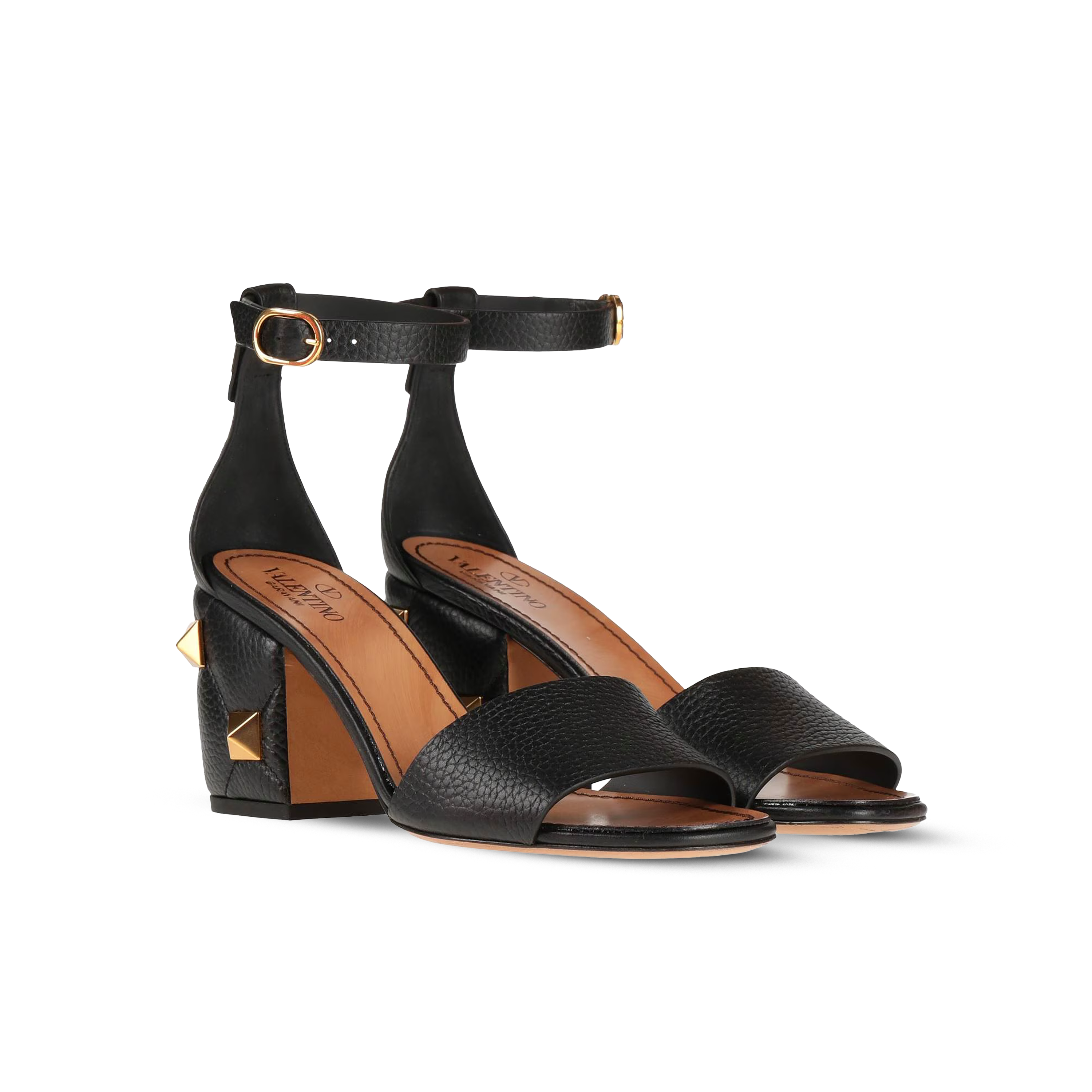 Sandalias Negro Valentino Roman Stud 75Mm