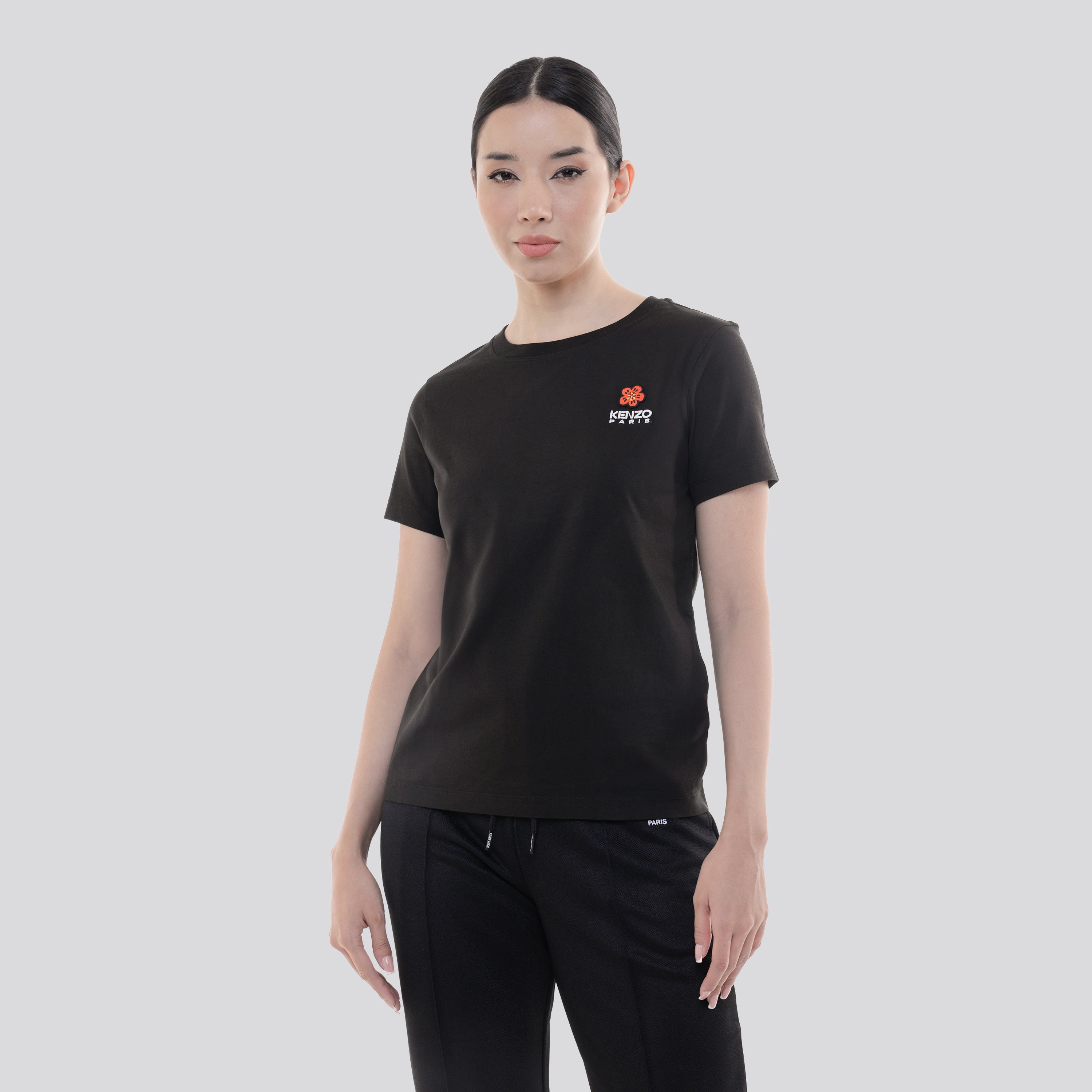 Camiseta Negra Kenzo Flower Logo