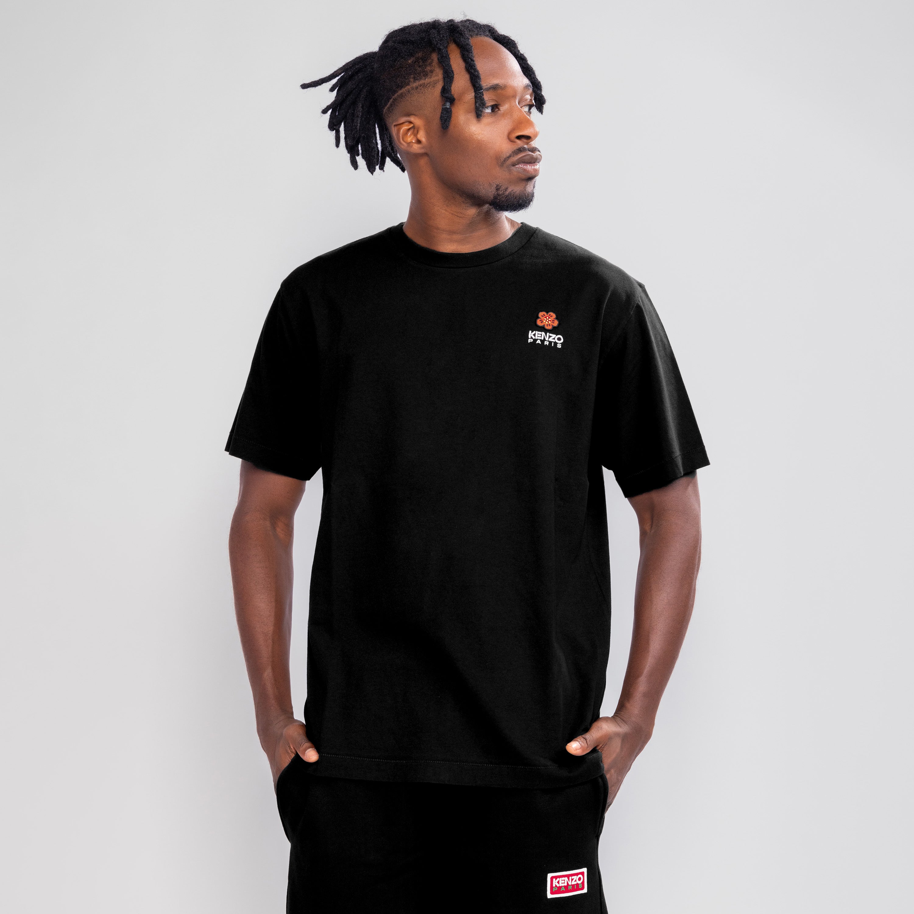 Camiseta Negra Kenzo Flower Logo