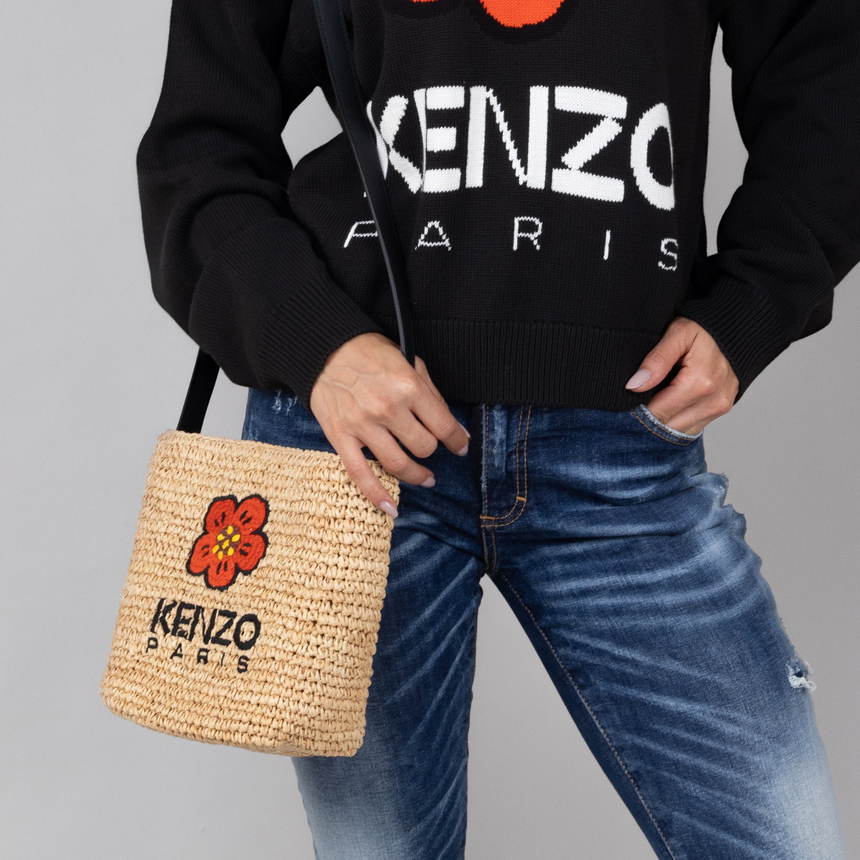 Cartera Beige Kenzo Woven Raffia
