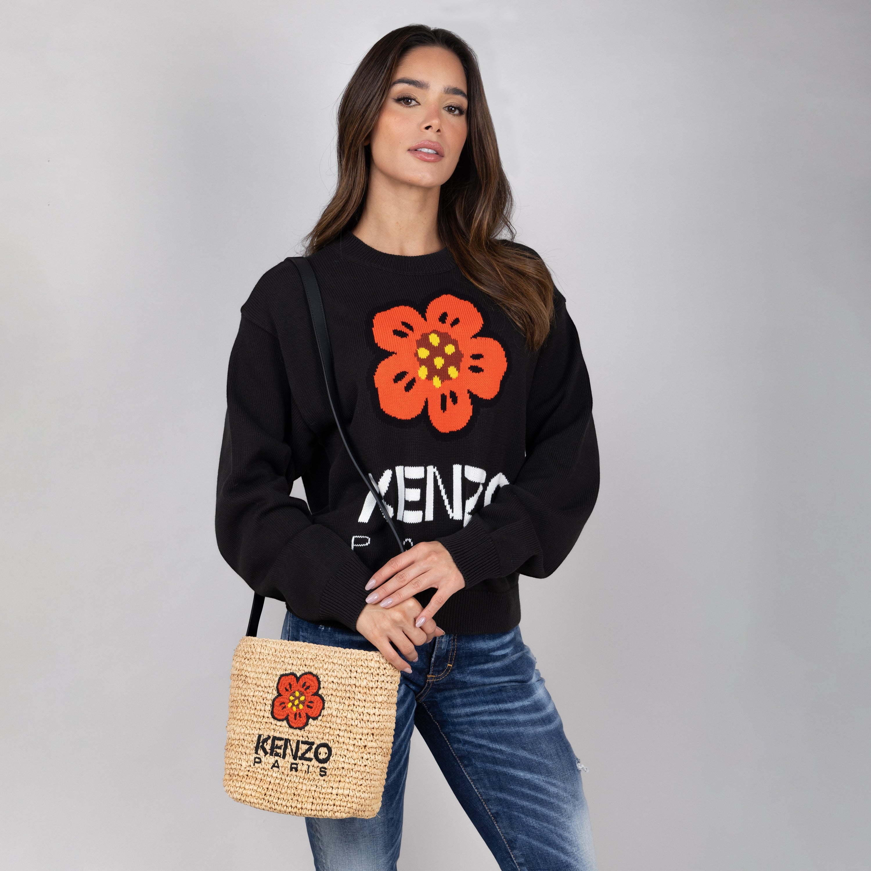 Cartera Beige Kenzo Woven Raffia