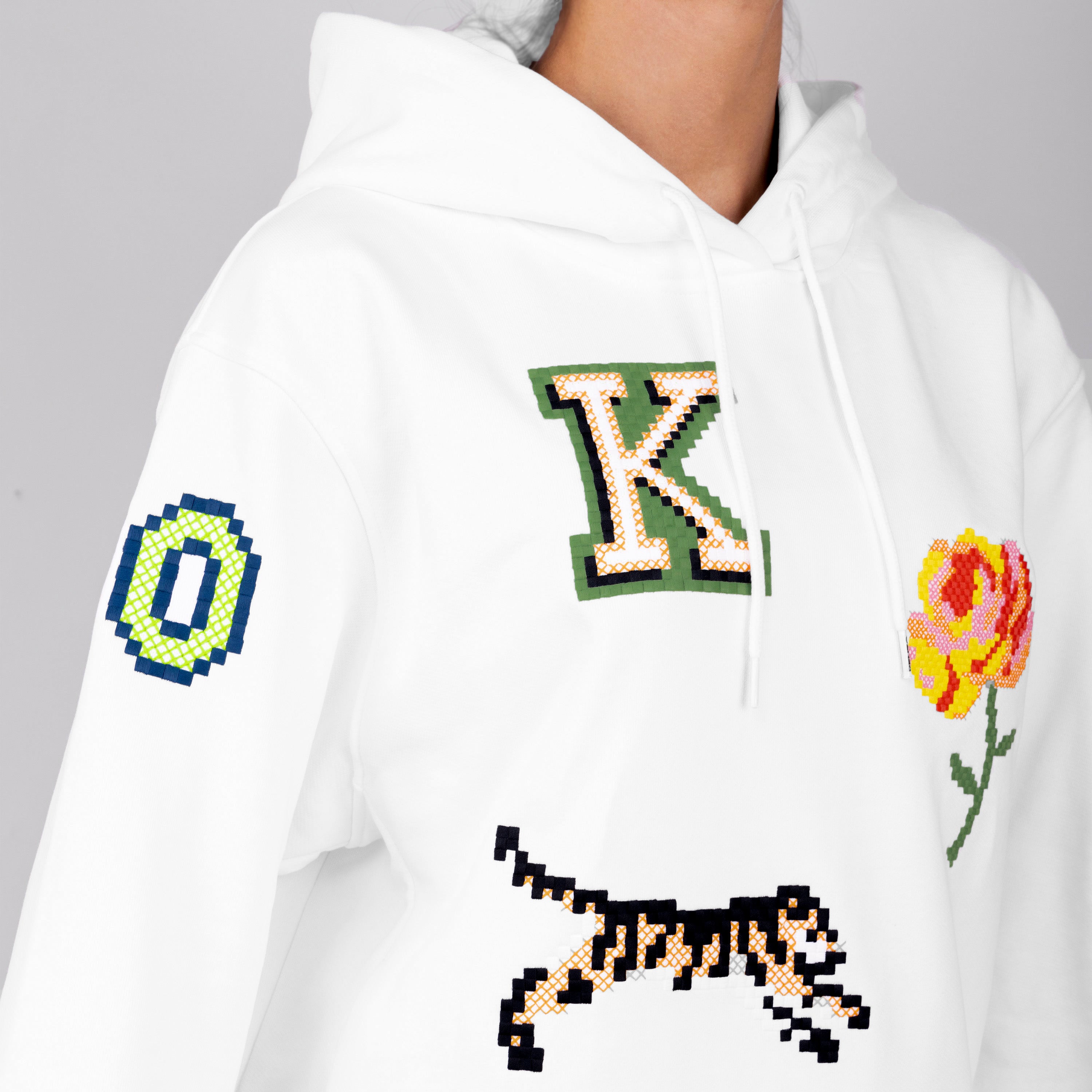 Buzo Tipo Hoodie Blanco Kenzo Graphic Drawstring