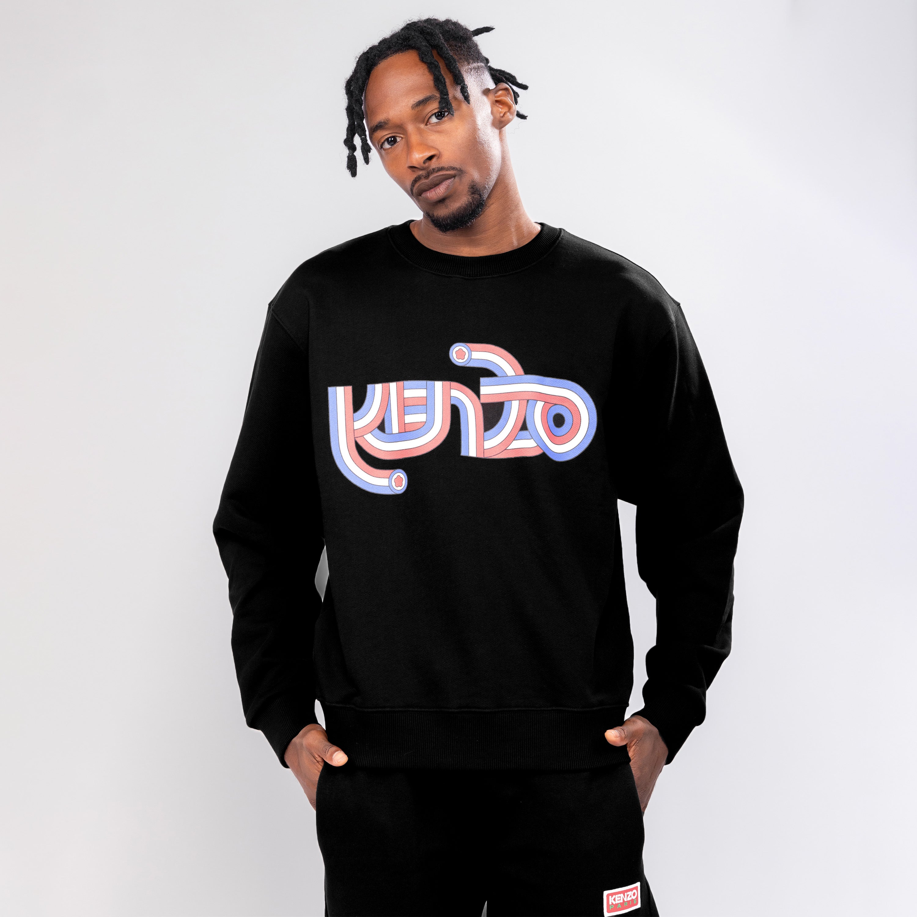 Buzo Negro Kenzo Logo Multicolor