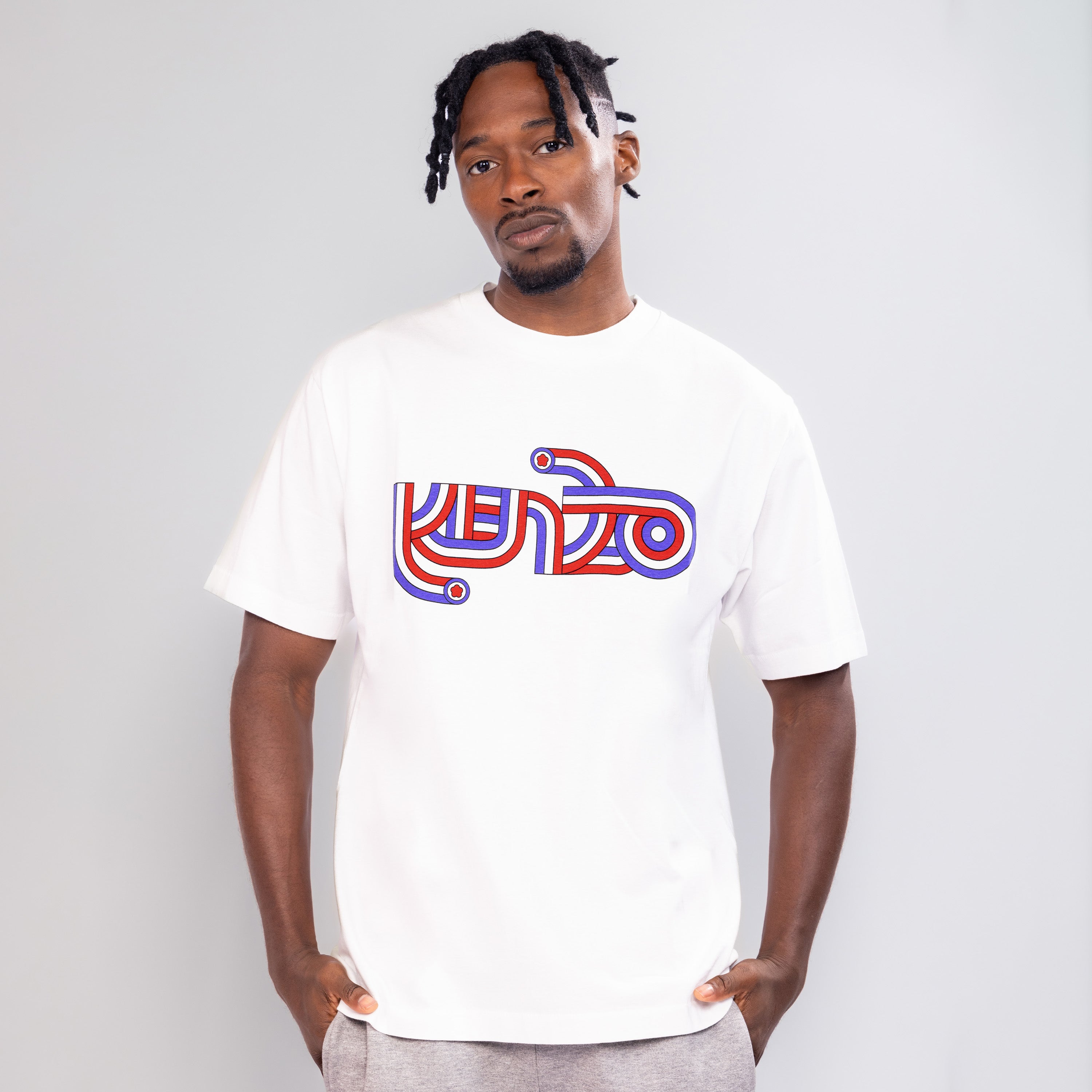 Camiseta Blanca Kenzo Logo Multicolor