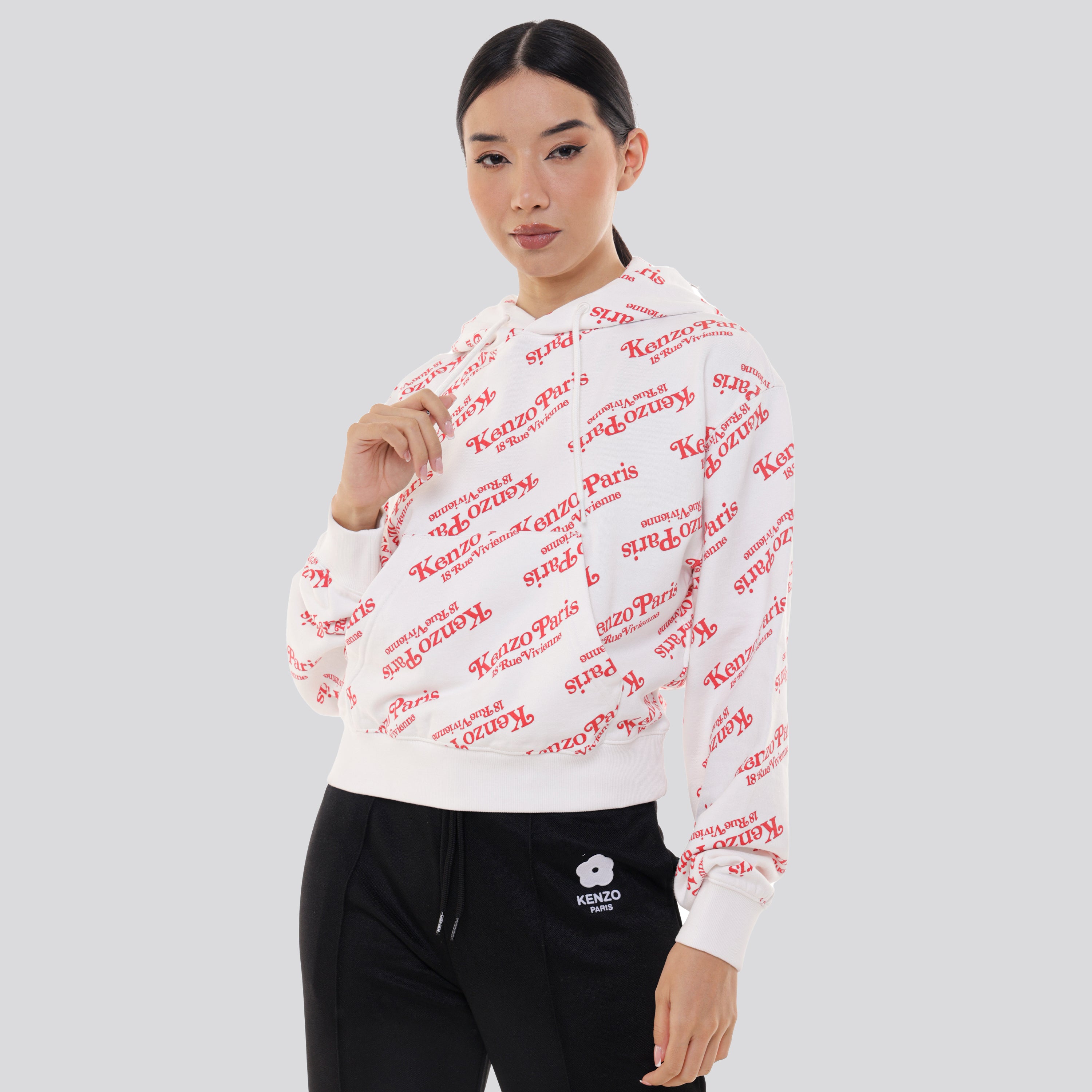 Buzo Tipo Hoodie Blanco Kenzo Paris Multilogo