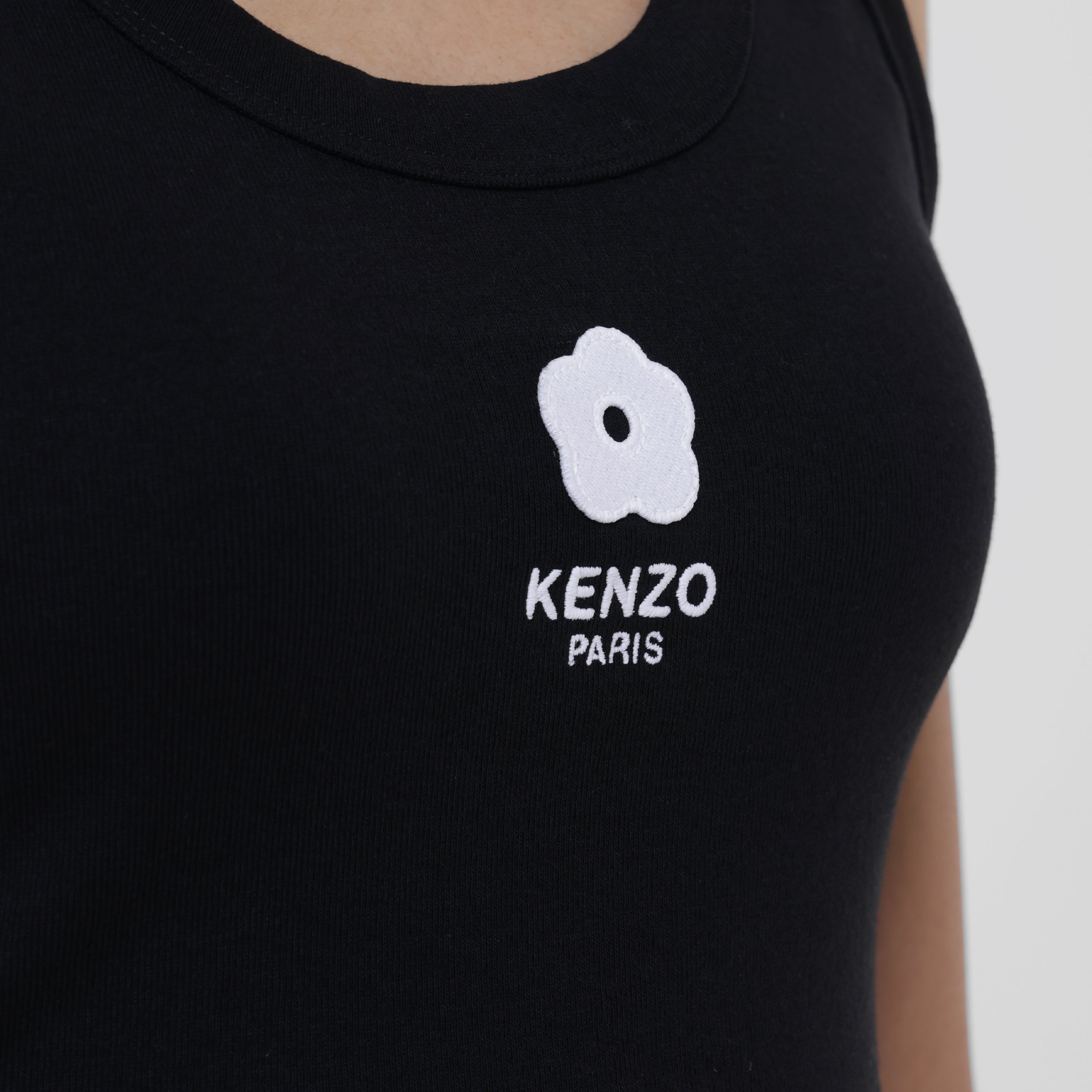Top Negro Kenzo Logo Flower