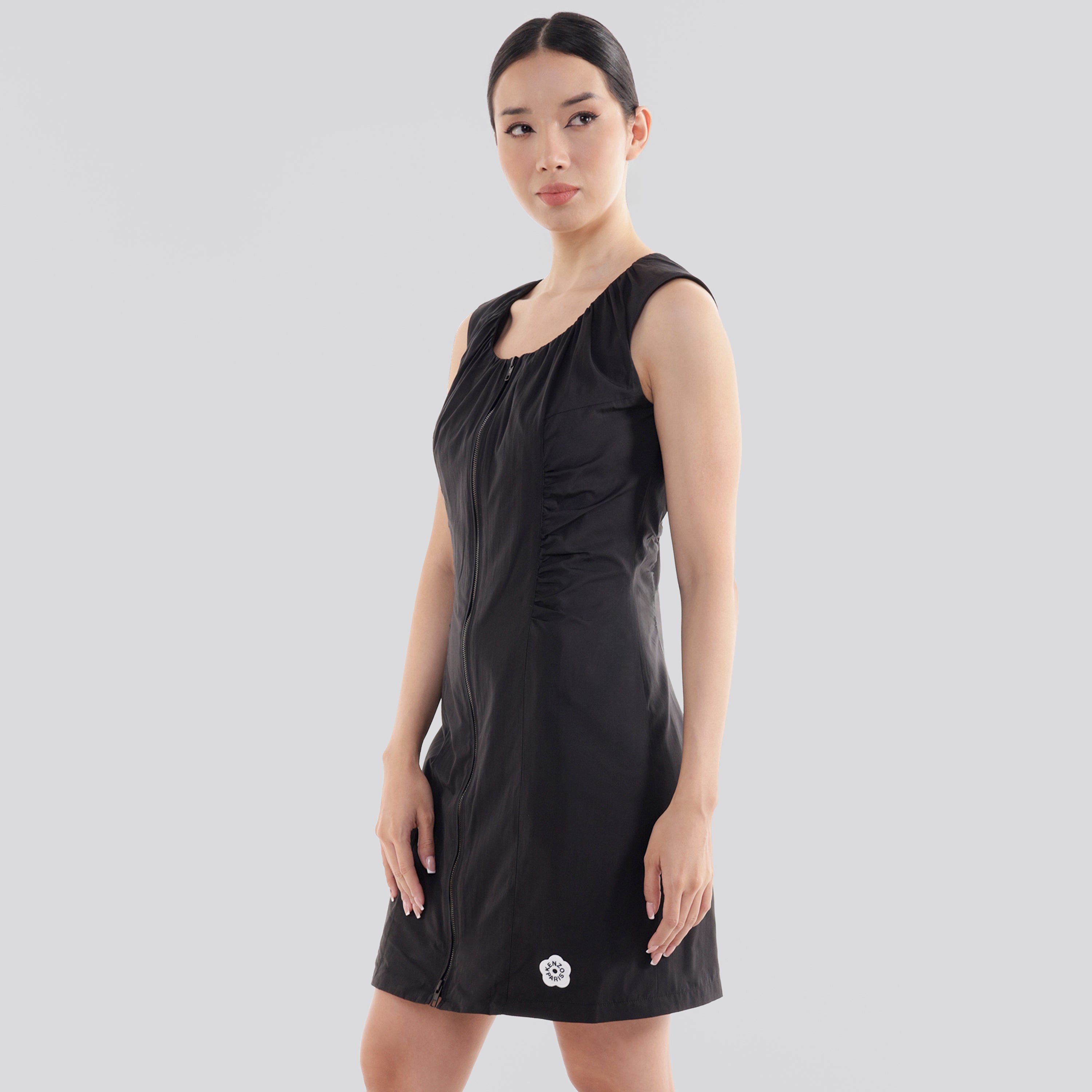 Vestido Negro Kenzo Flower Zip