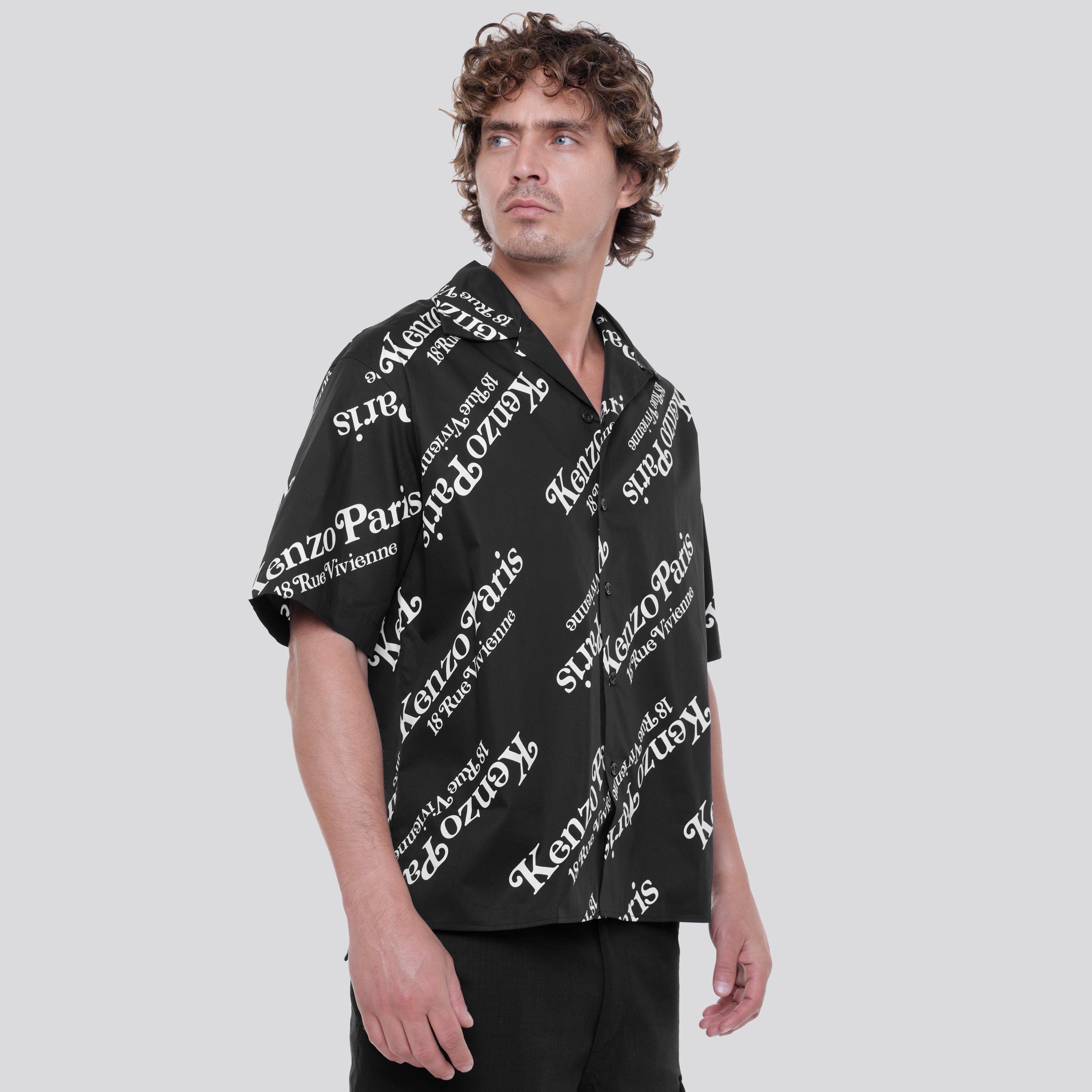 Camisa Negra Kenzo Paris Multilogo