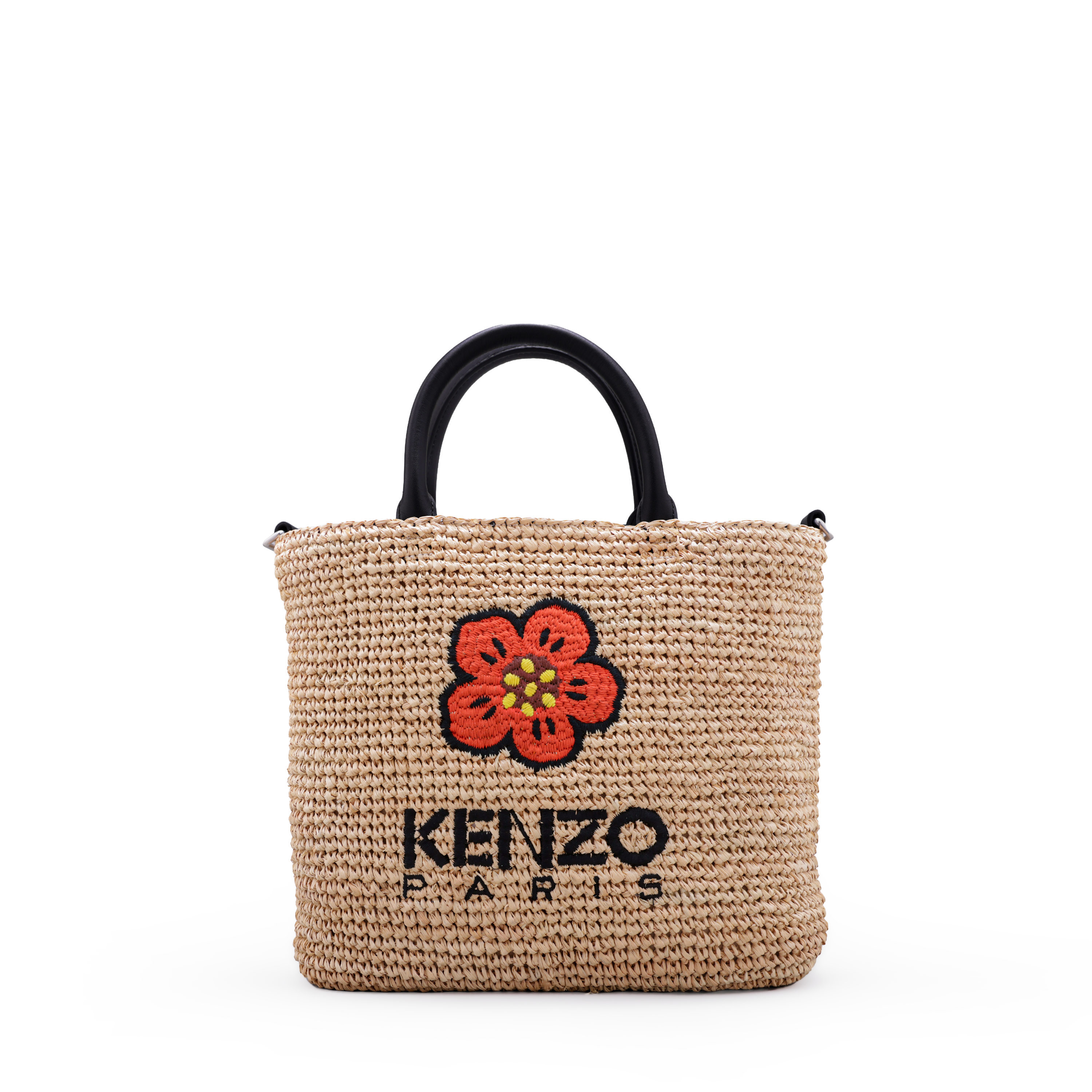 Cartera Beige Kenzo Woven Raffia Medium