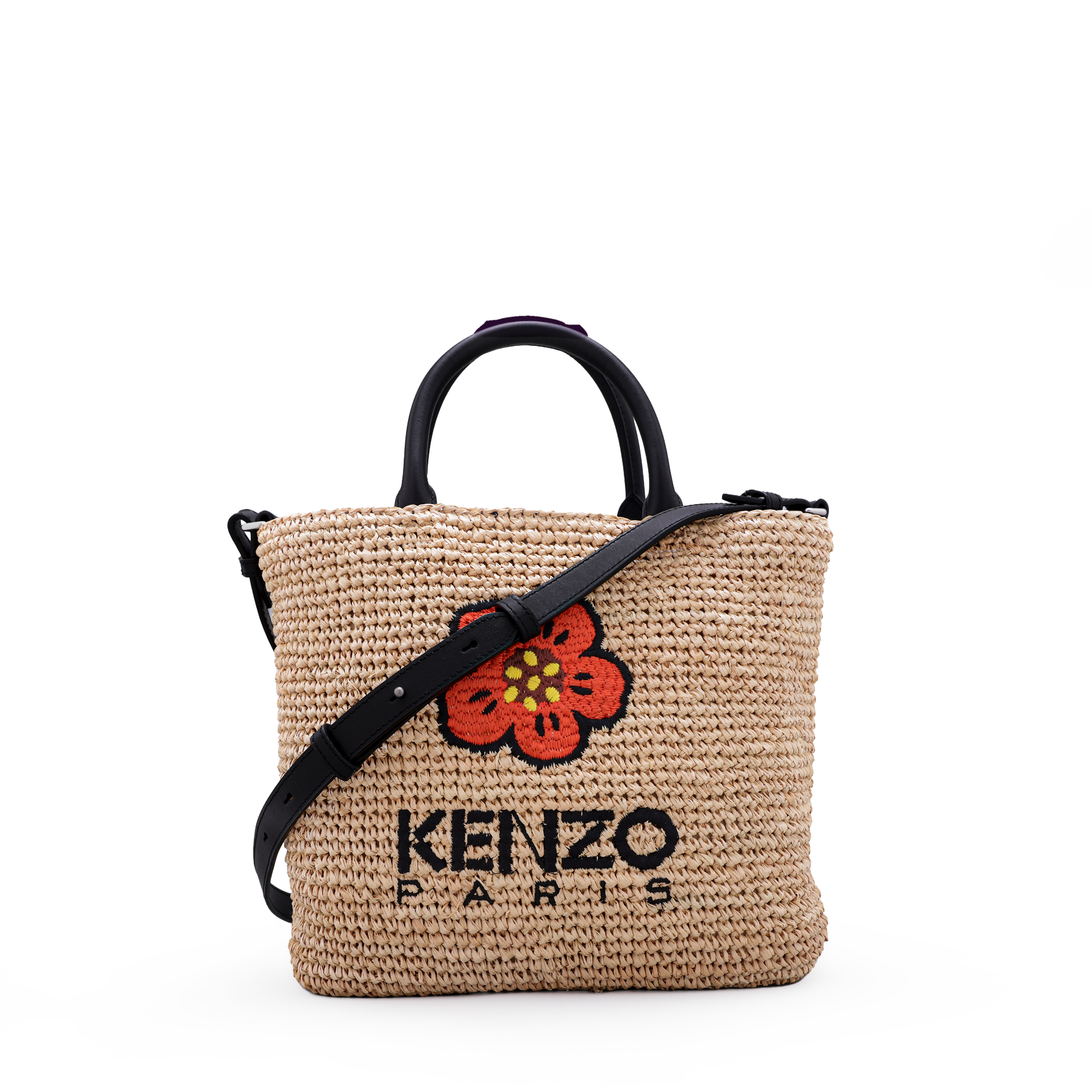 Cartera Beige Kenzo Woven Raffia Medium