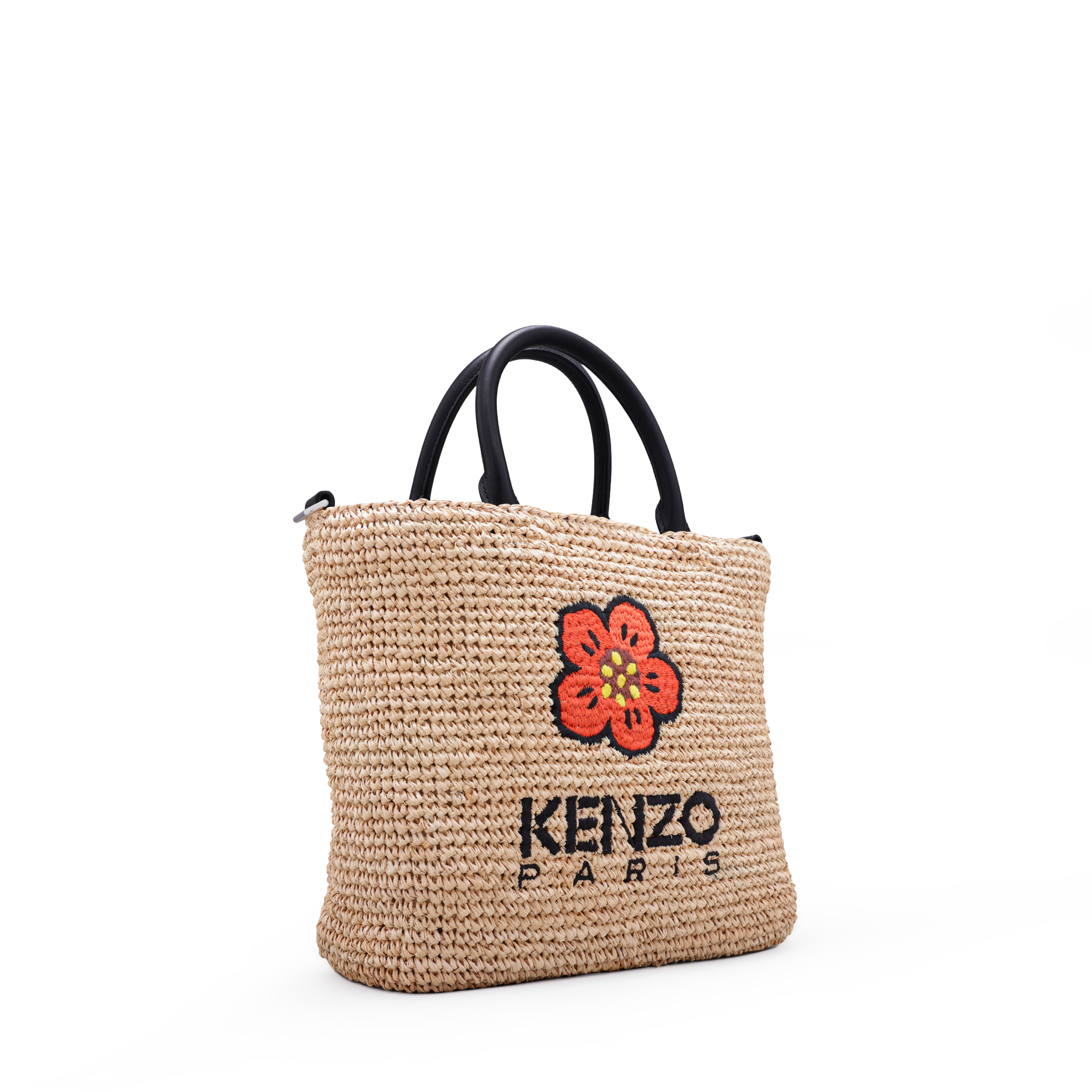 Cartera Beige Kenzo Woven Raffia Medium