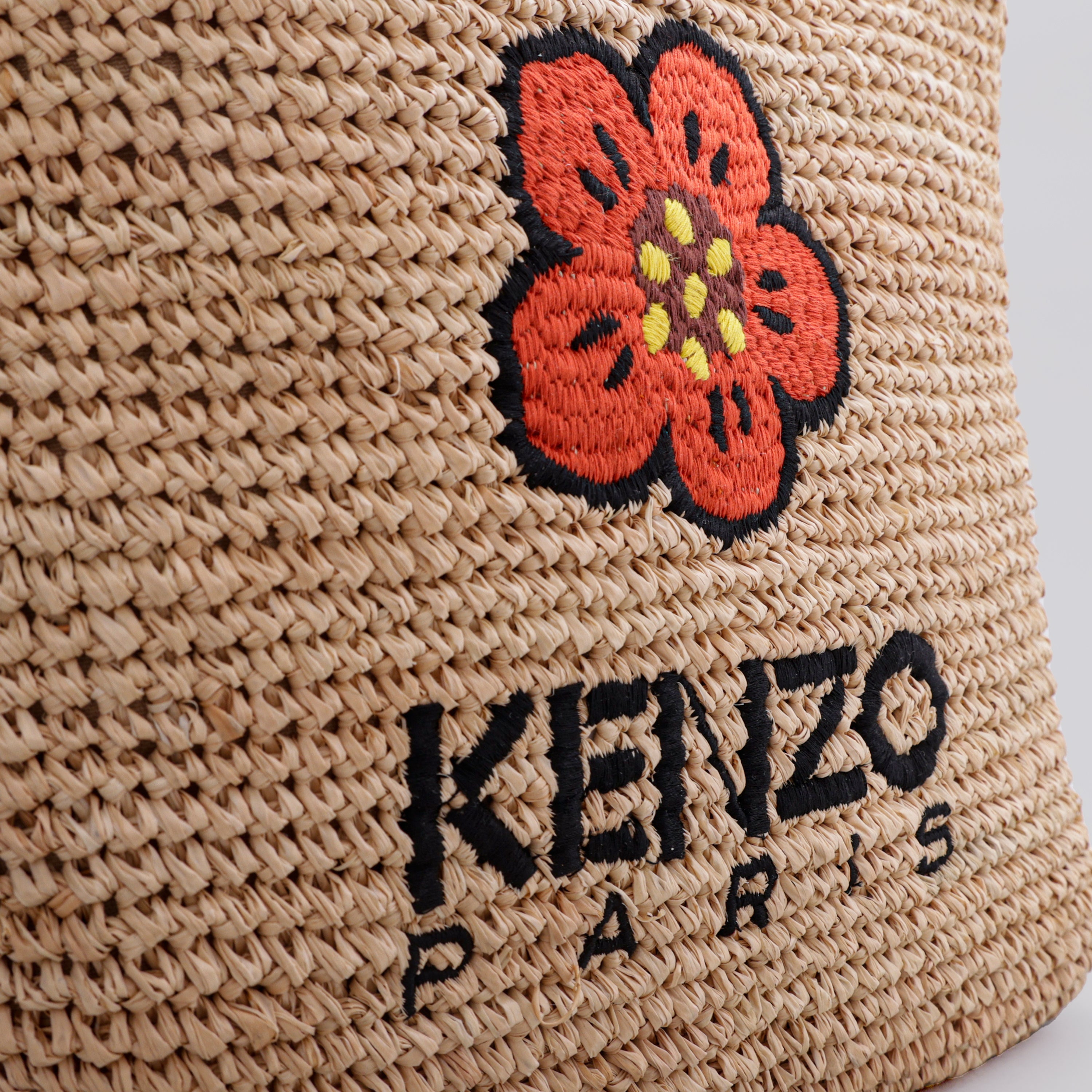 Cartera Beige Kenzo Woven Raffia Medium