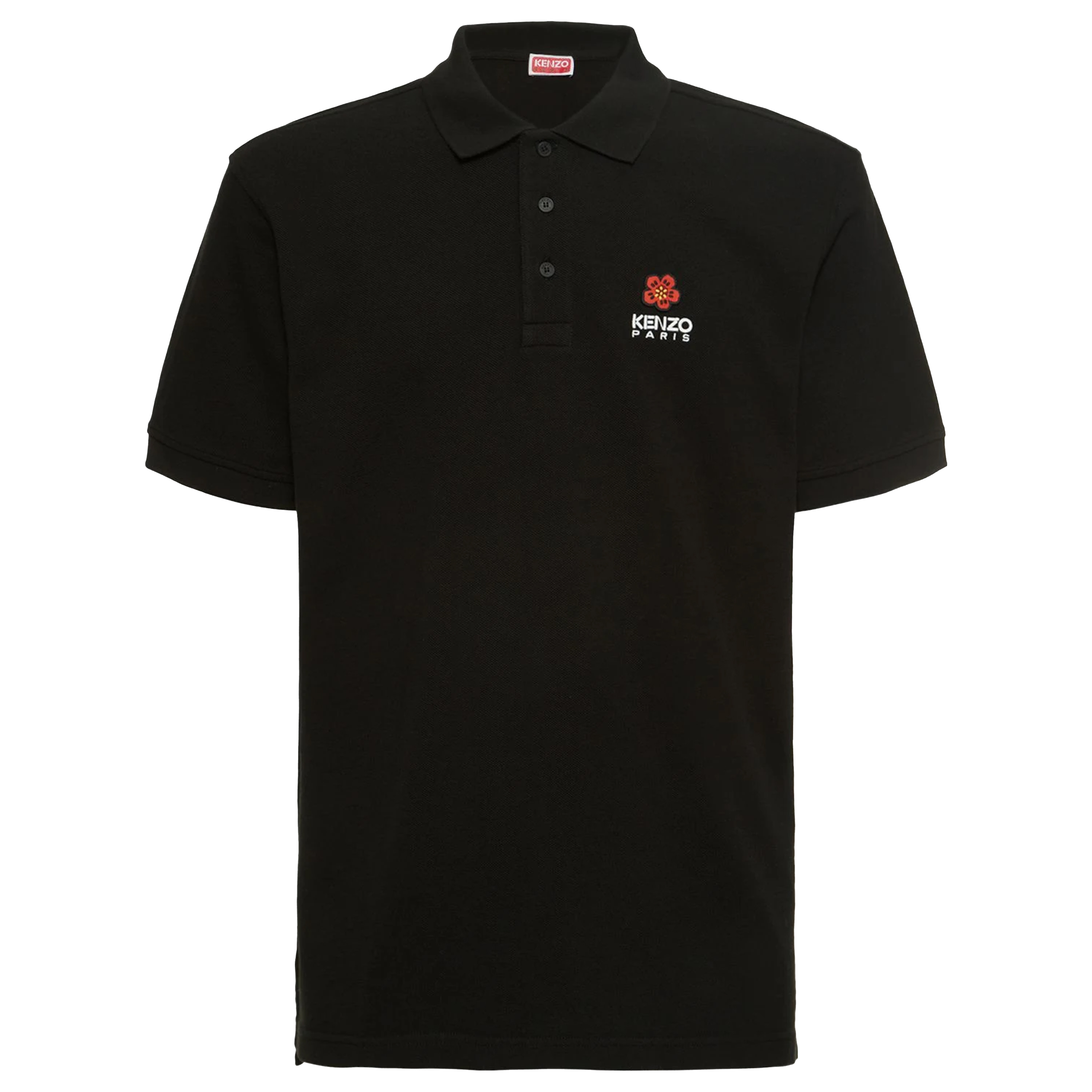 Camiseta Tipo Polo Negro Kenzo Flower Logo