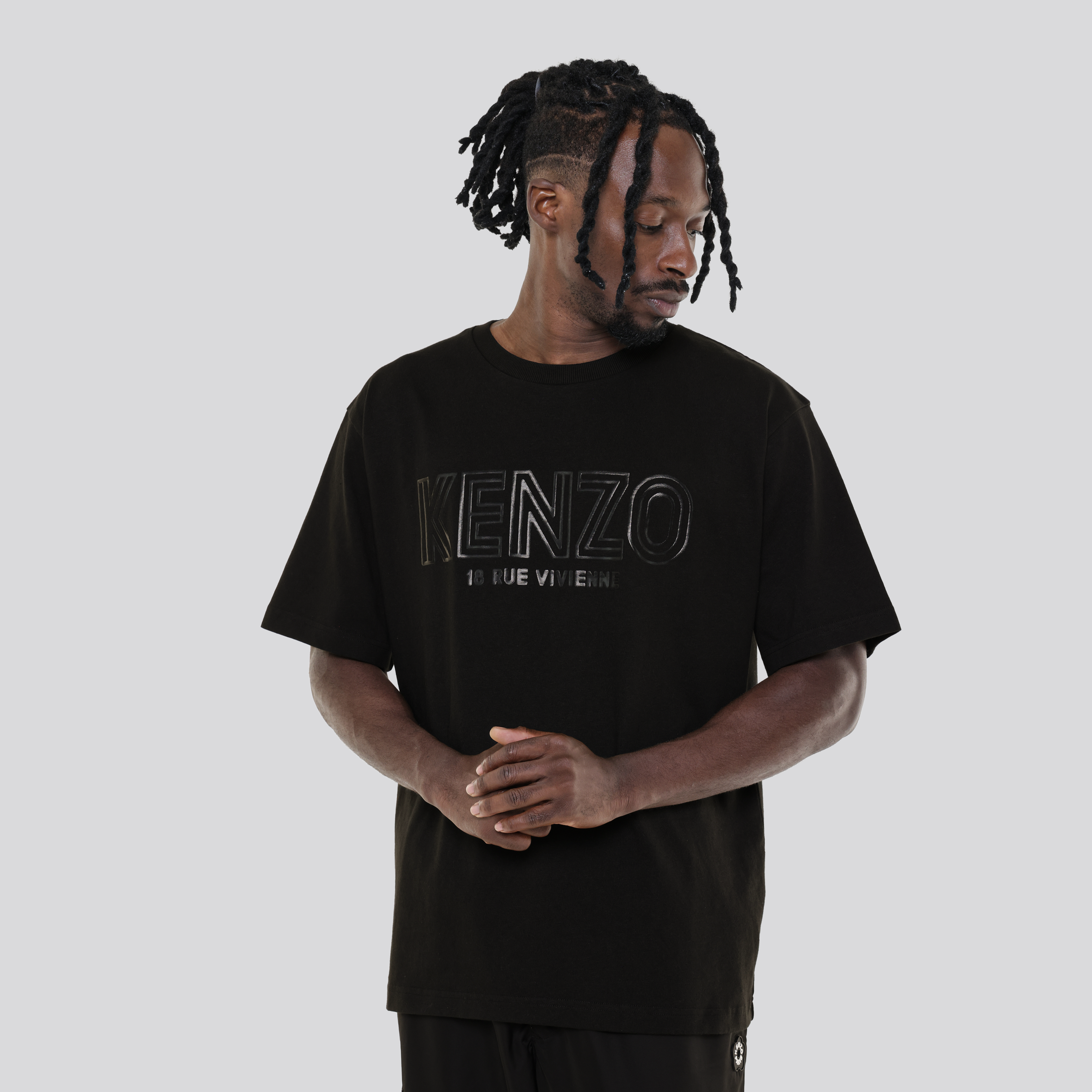 Camiseta Negra Kenzo Logo Tape