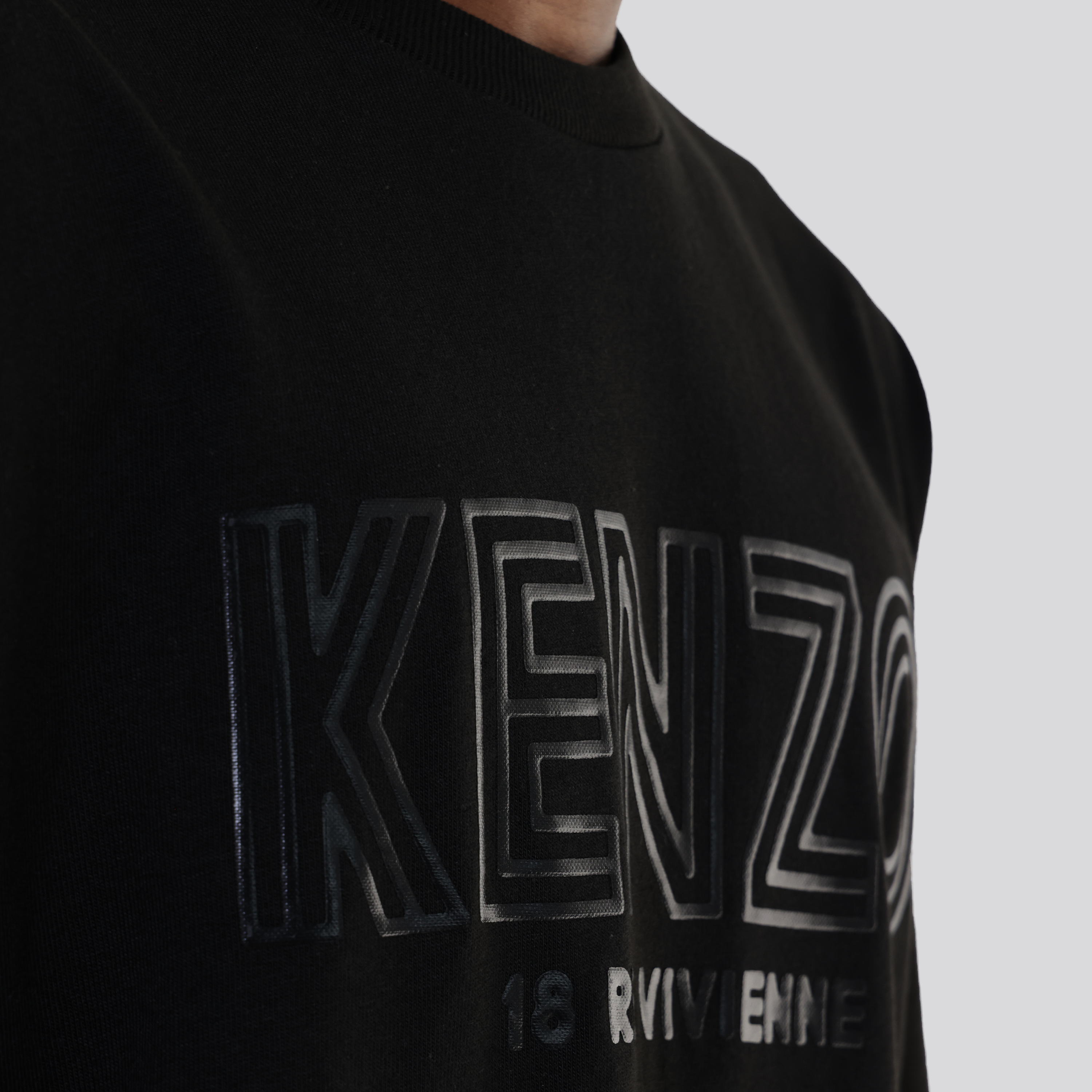 Camiseta Negra Kenzo Logo Tape