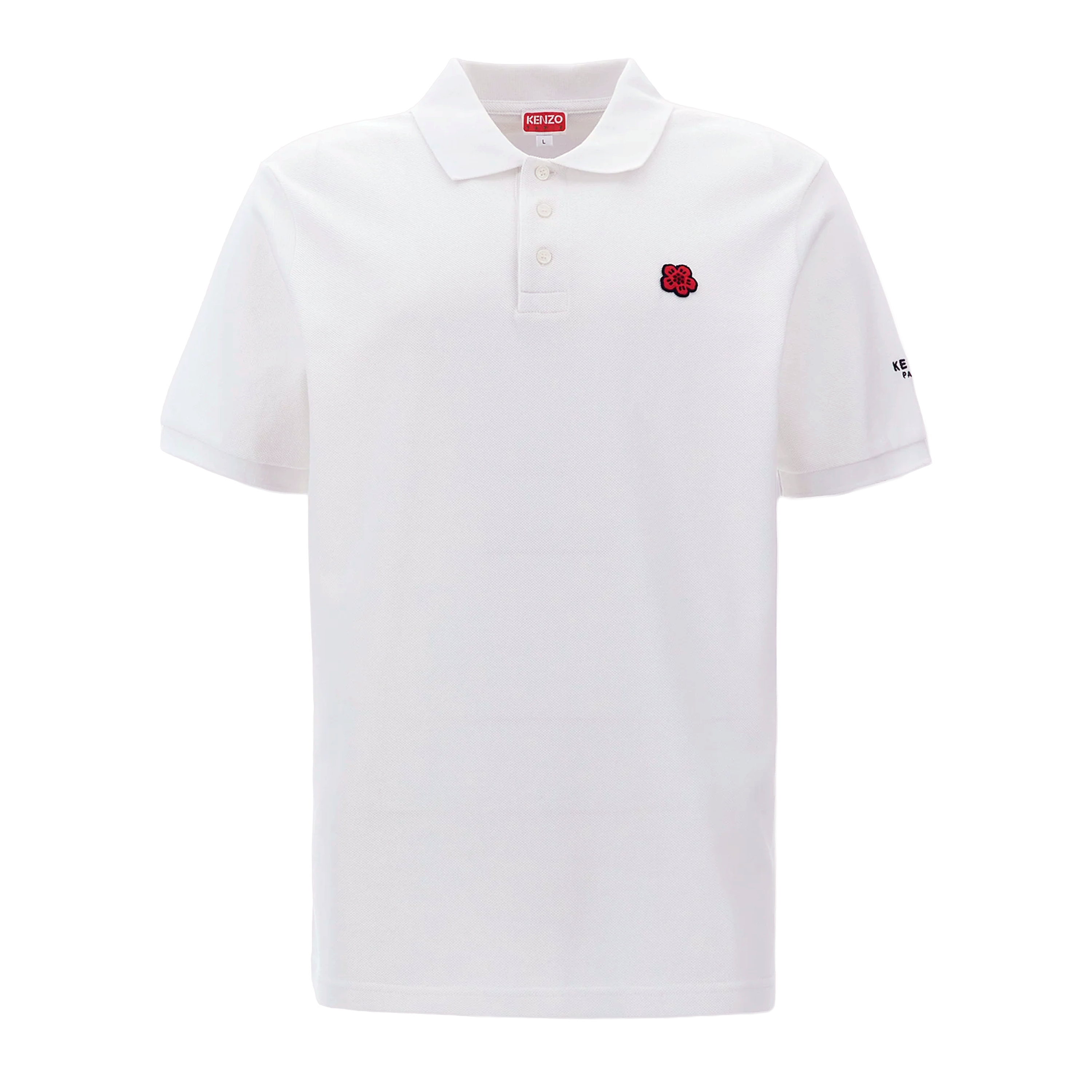 Camiseta Tipo Polo Blanca Kenzo Flower Gots Boke