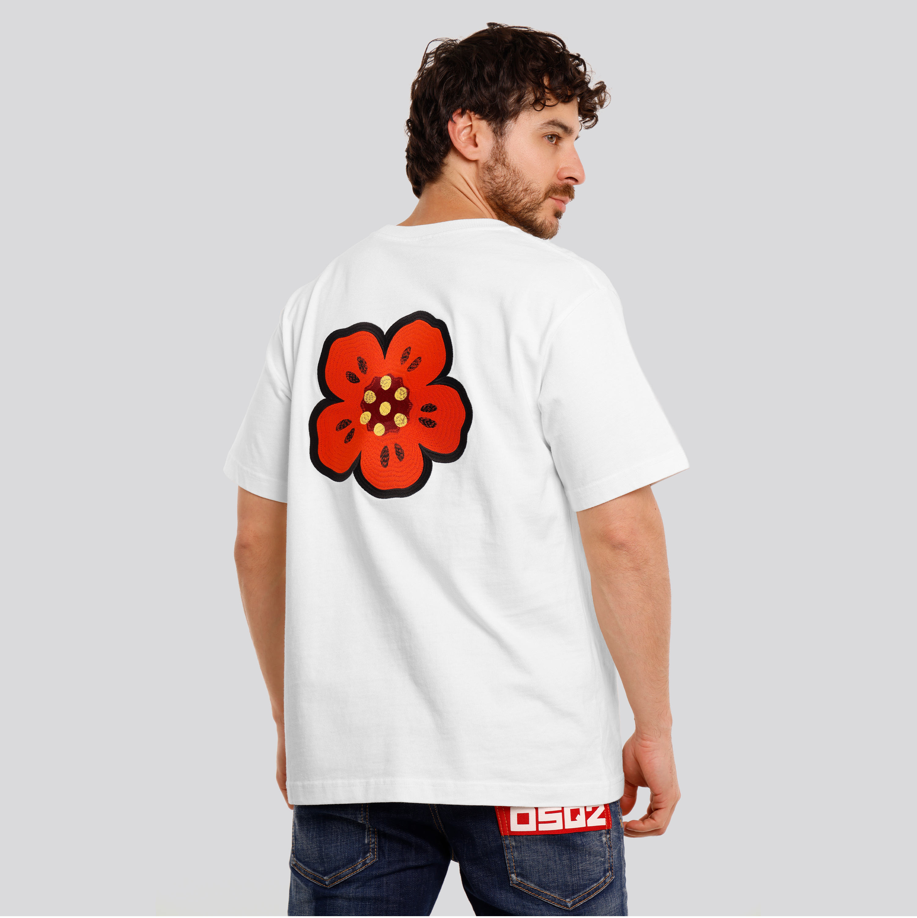 Camiseta Blanca KENZO Gots Flower Embroidered