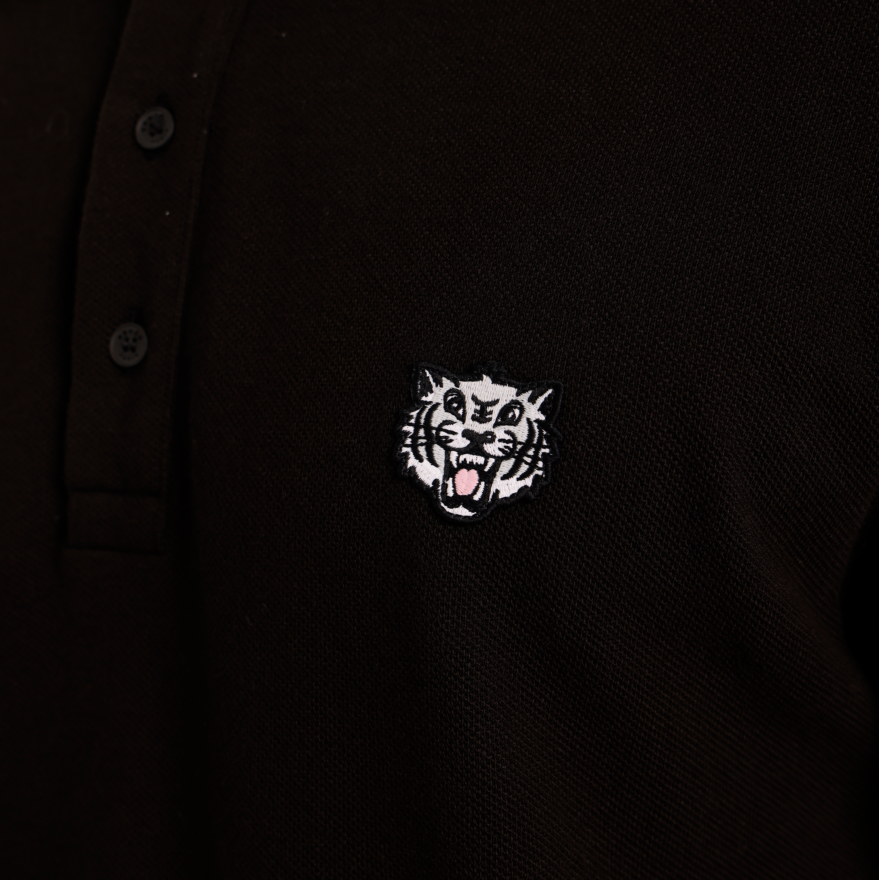 Camiseta Tipo Polo Negra KENZO Happy Tiger Embroidered