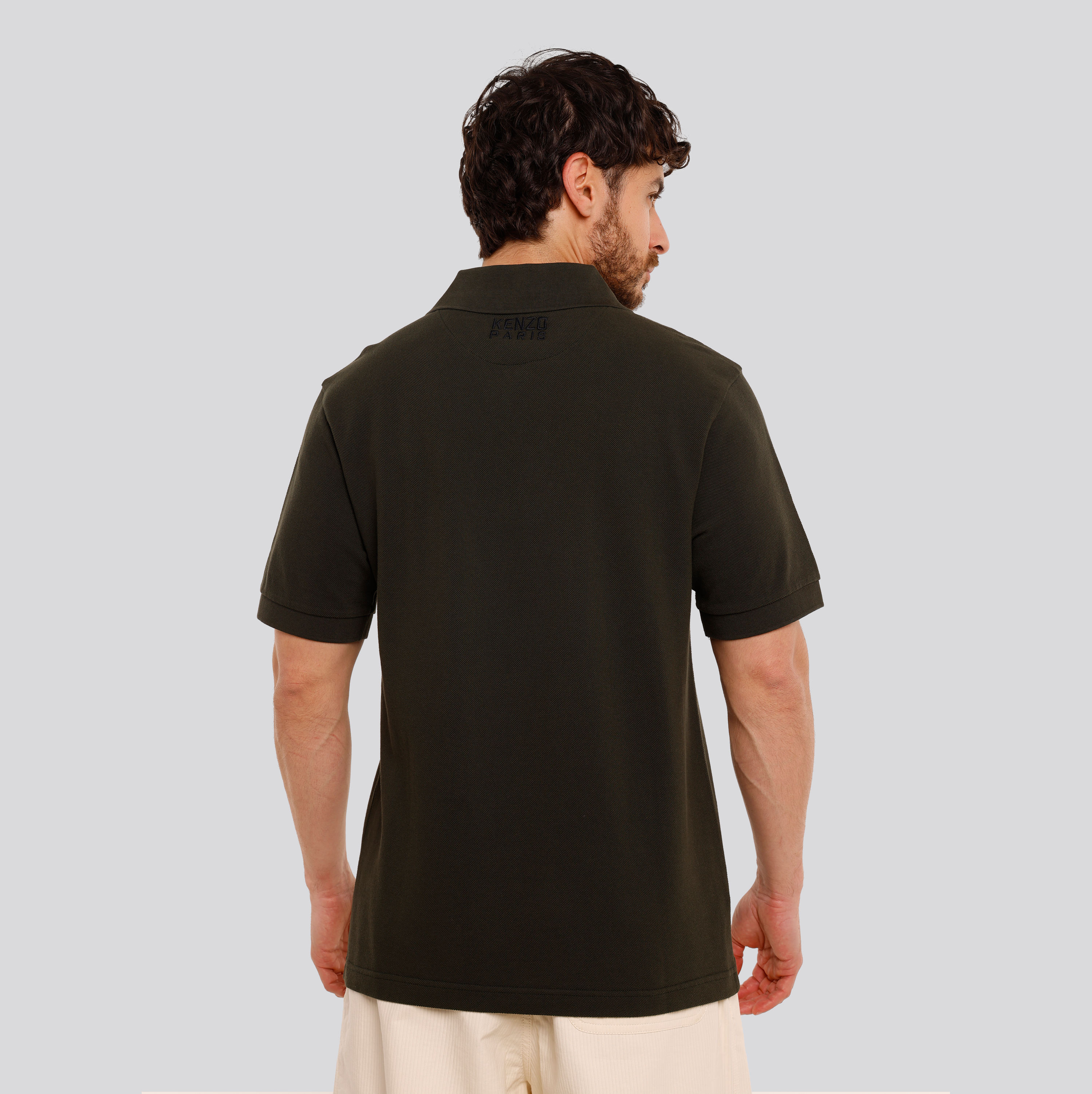 Camiseta Tipo Polo Verde KENZO Happy Tiger Embroidered