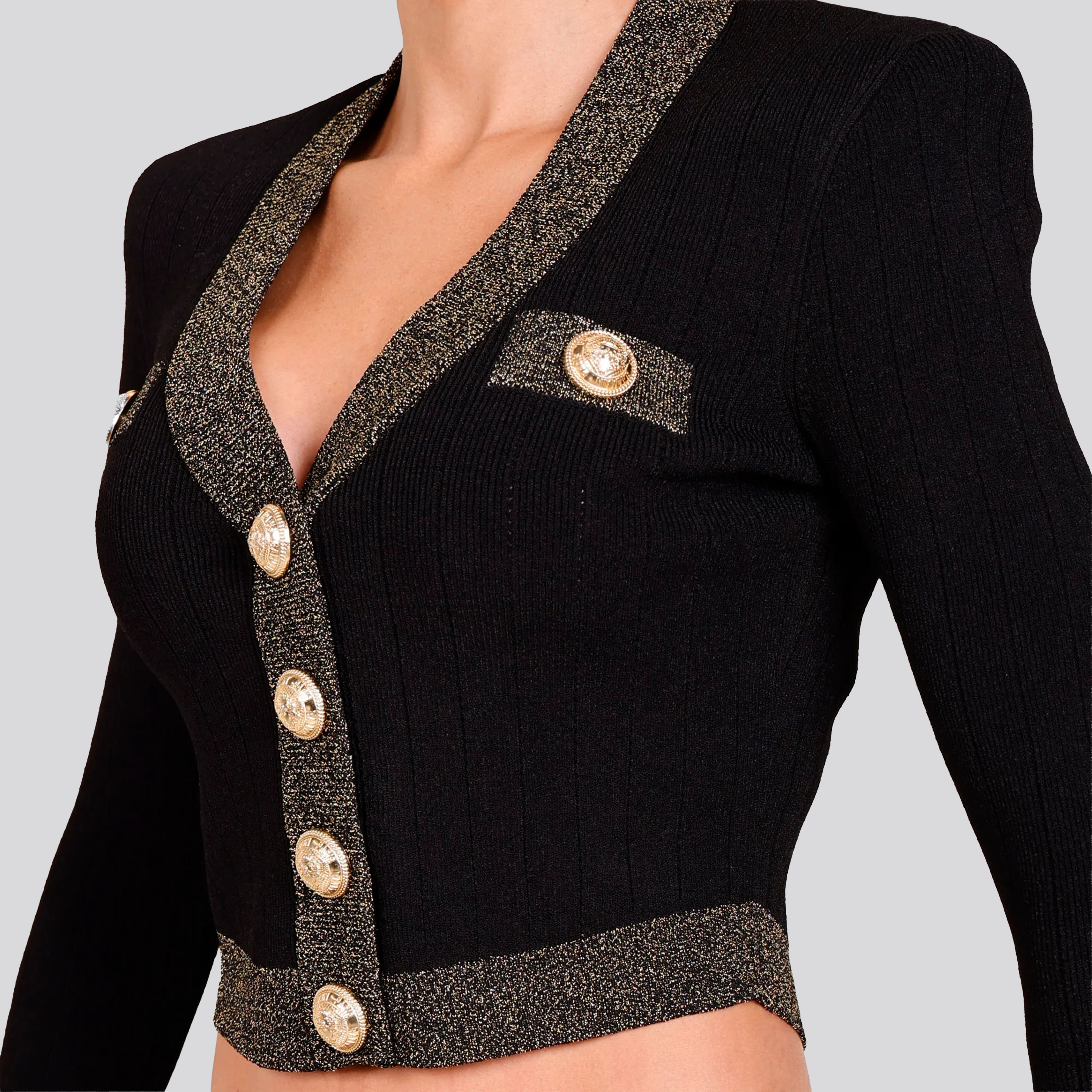 Suéter Cardigan Negro Gold Edge