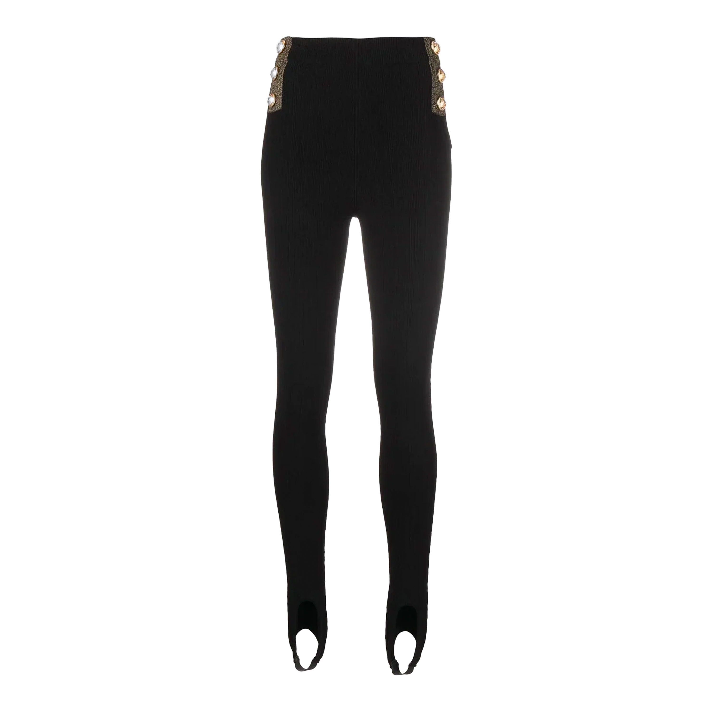 Legging Negro Balmain 6 Btn Golden Edge