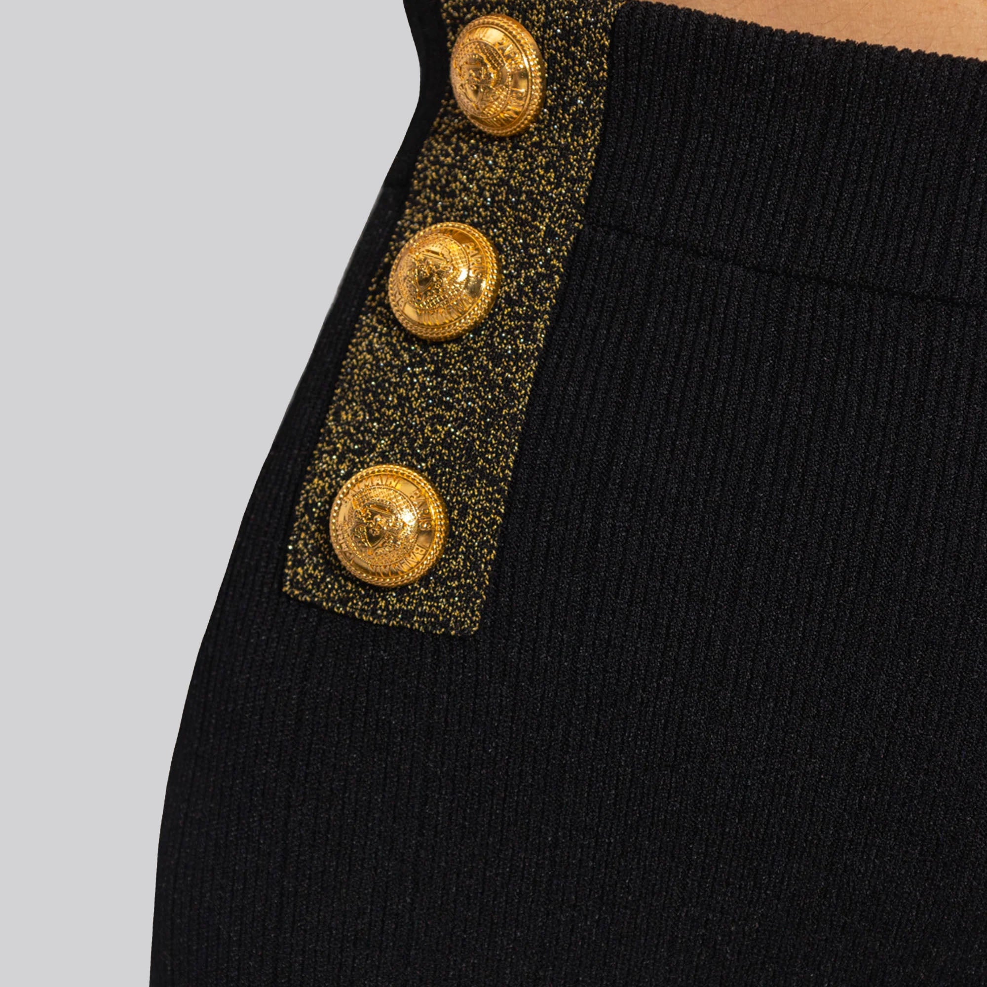 Legging Negro Balmain 6 Btn Golden Edge