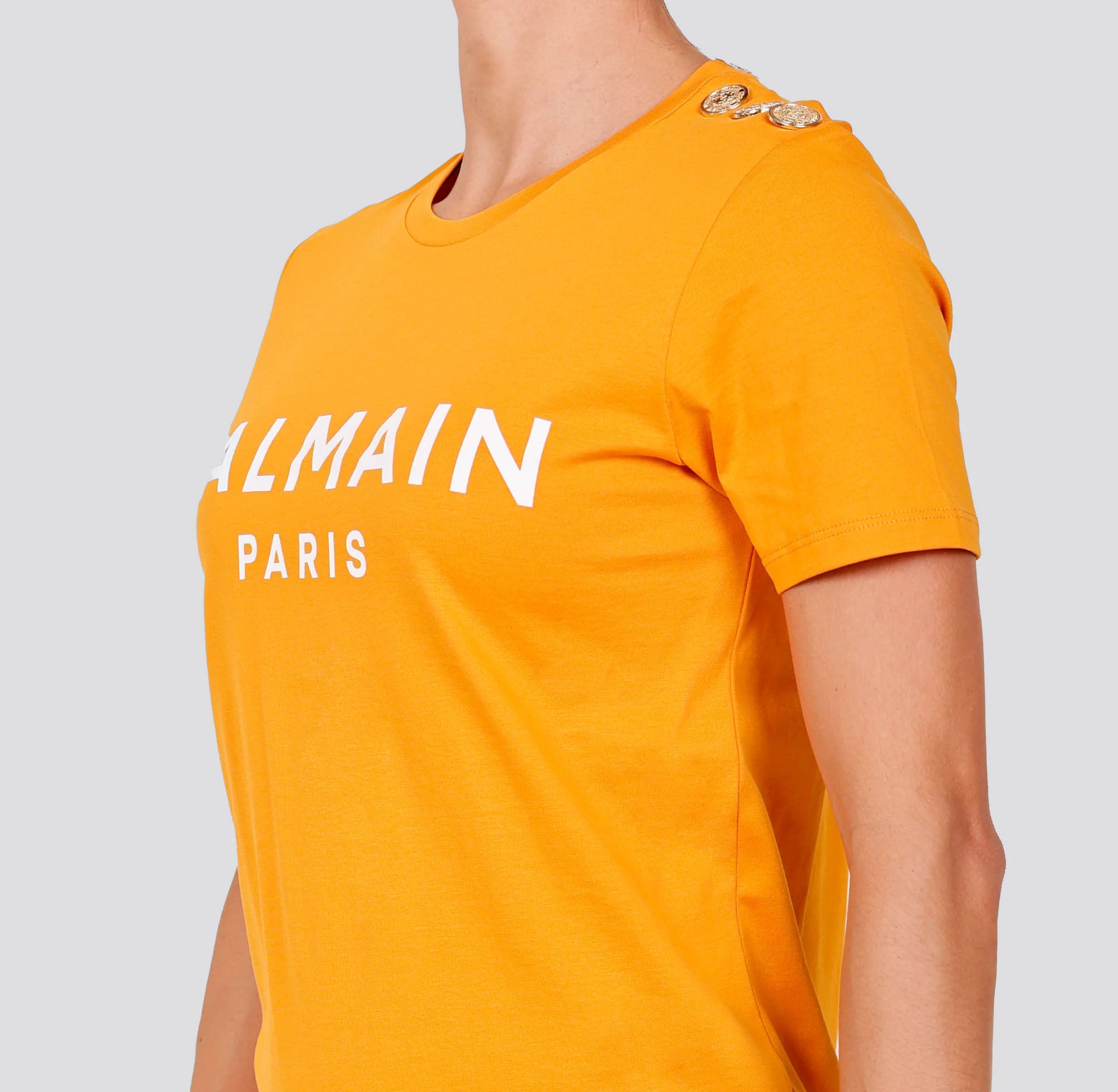 Camiseta Naranja Balmain Logo 3 Btn