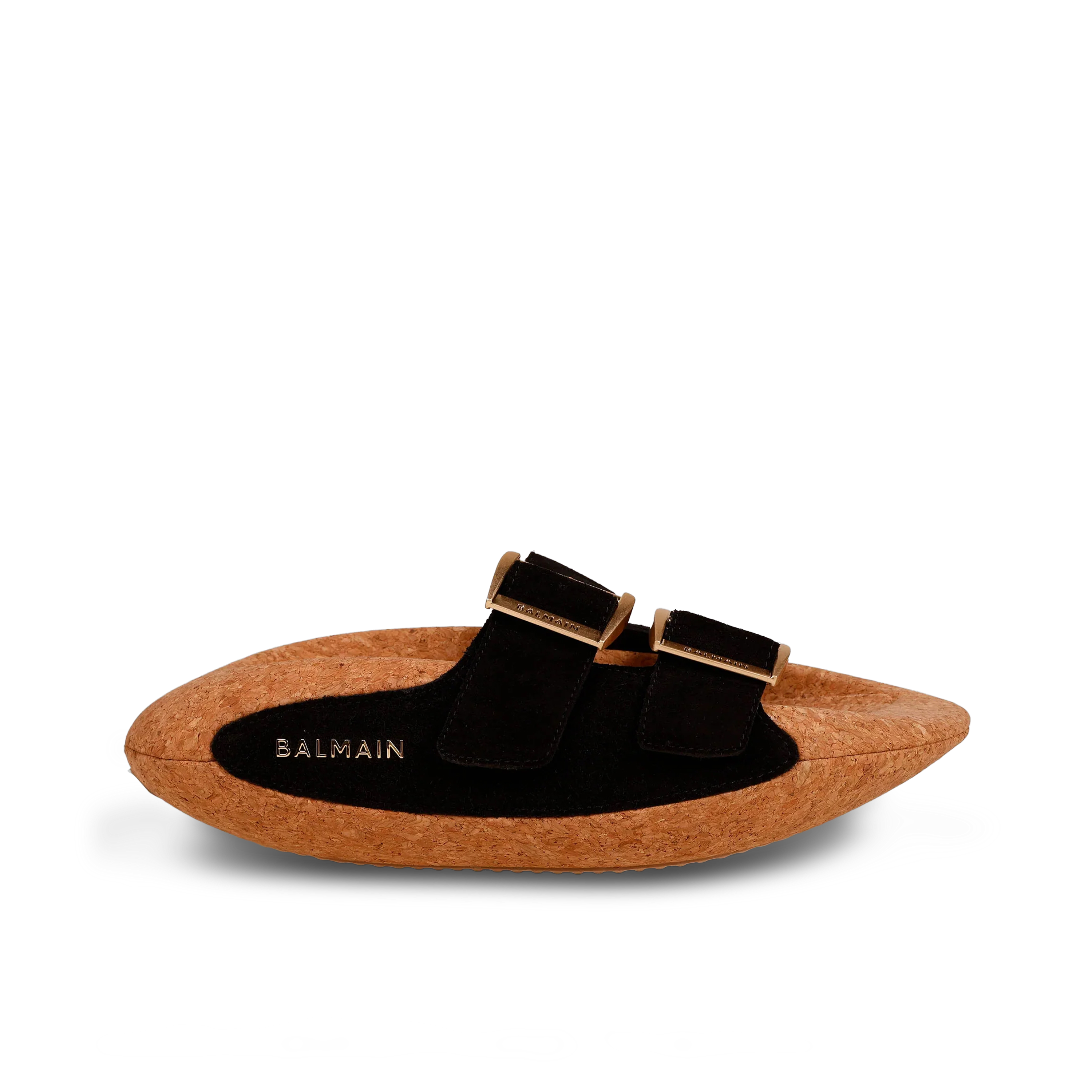 Sandalias Negras Balmain BoIt-Cuir Suede&liege