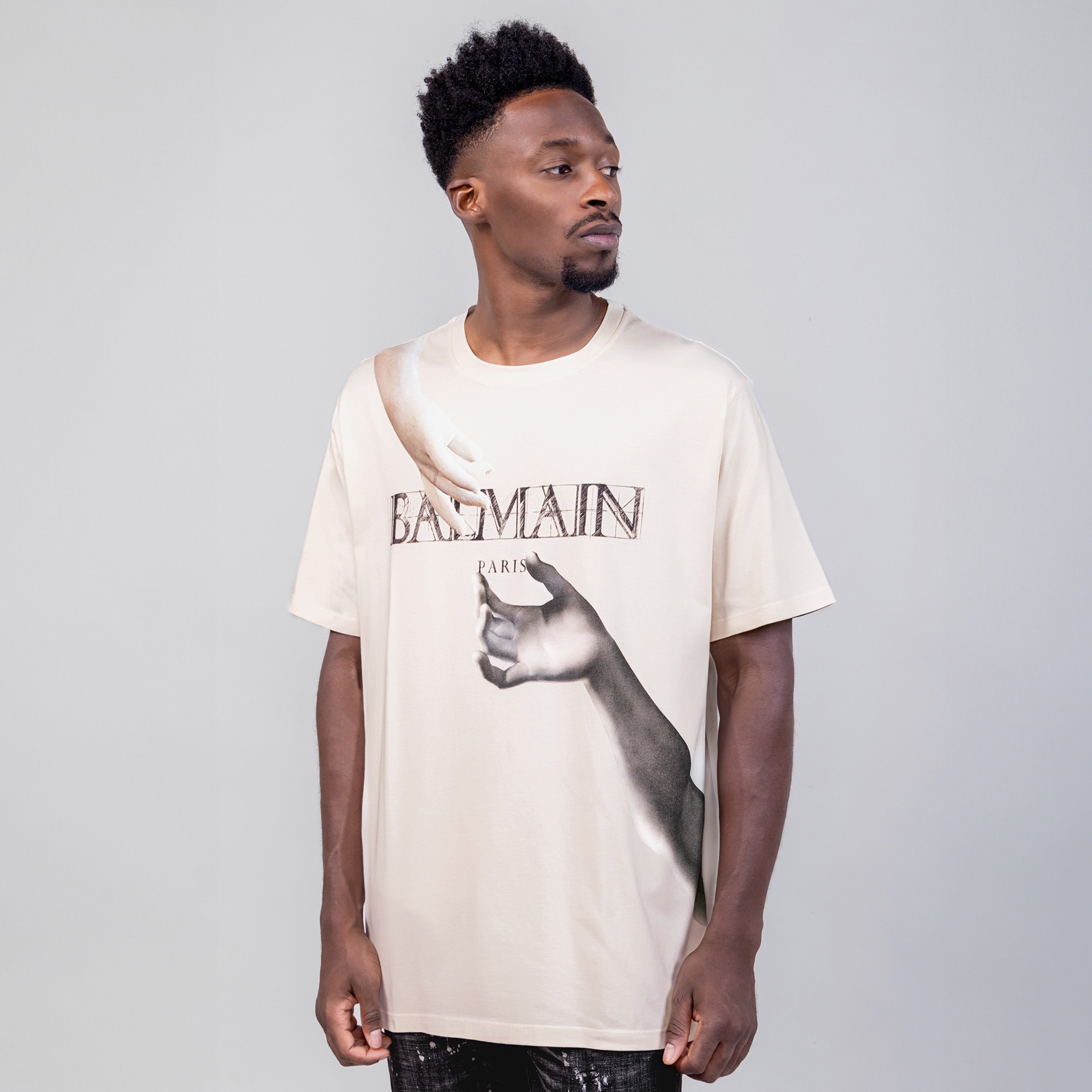 Camiseta Crema Balmain Statue