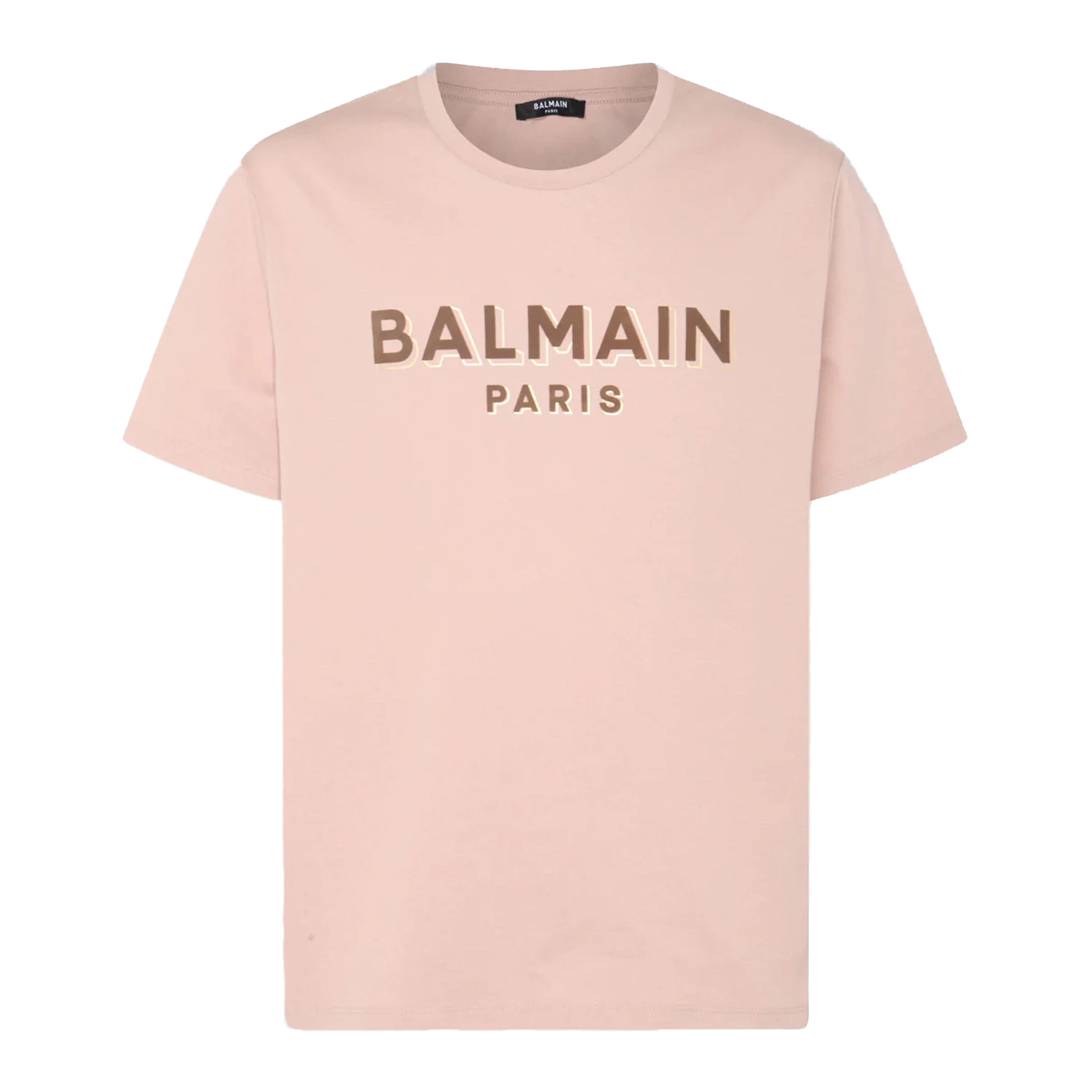 Camiseta Rosada Balmain Paris Logo