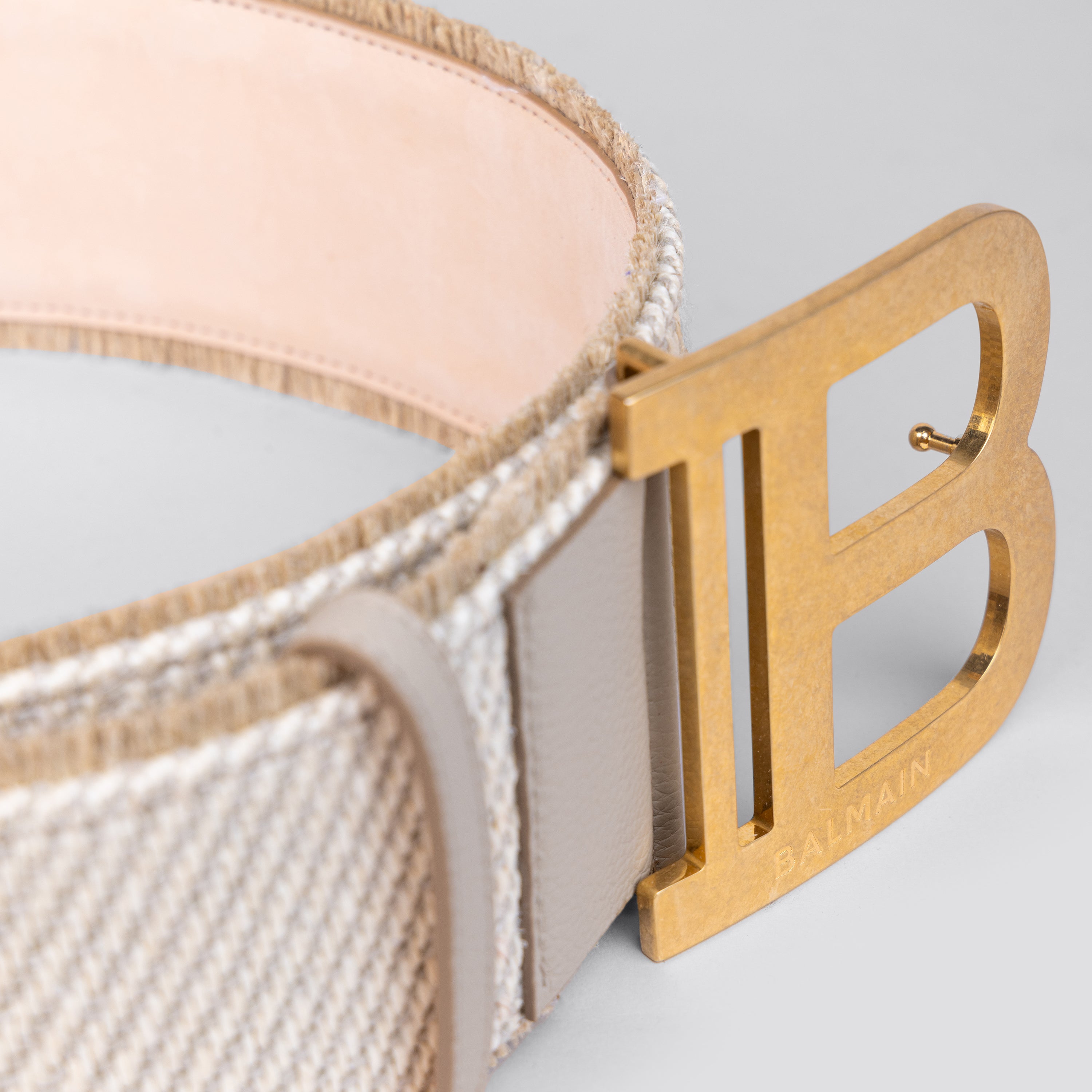Cinturón Beige Balmain B Logo 40 mm