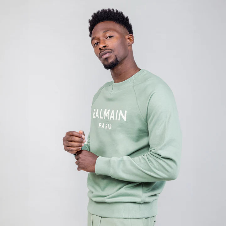 Buzo Verde Balmain Paris Logo