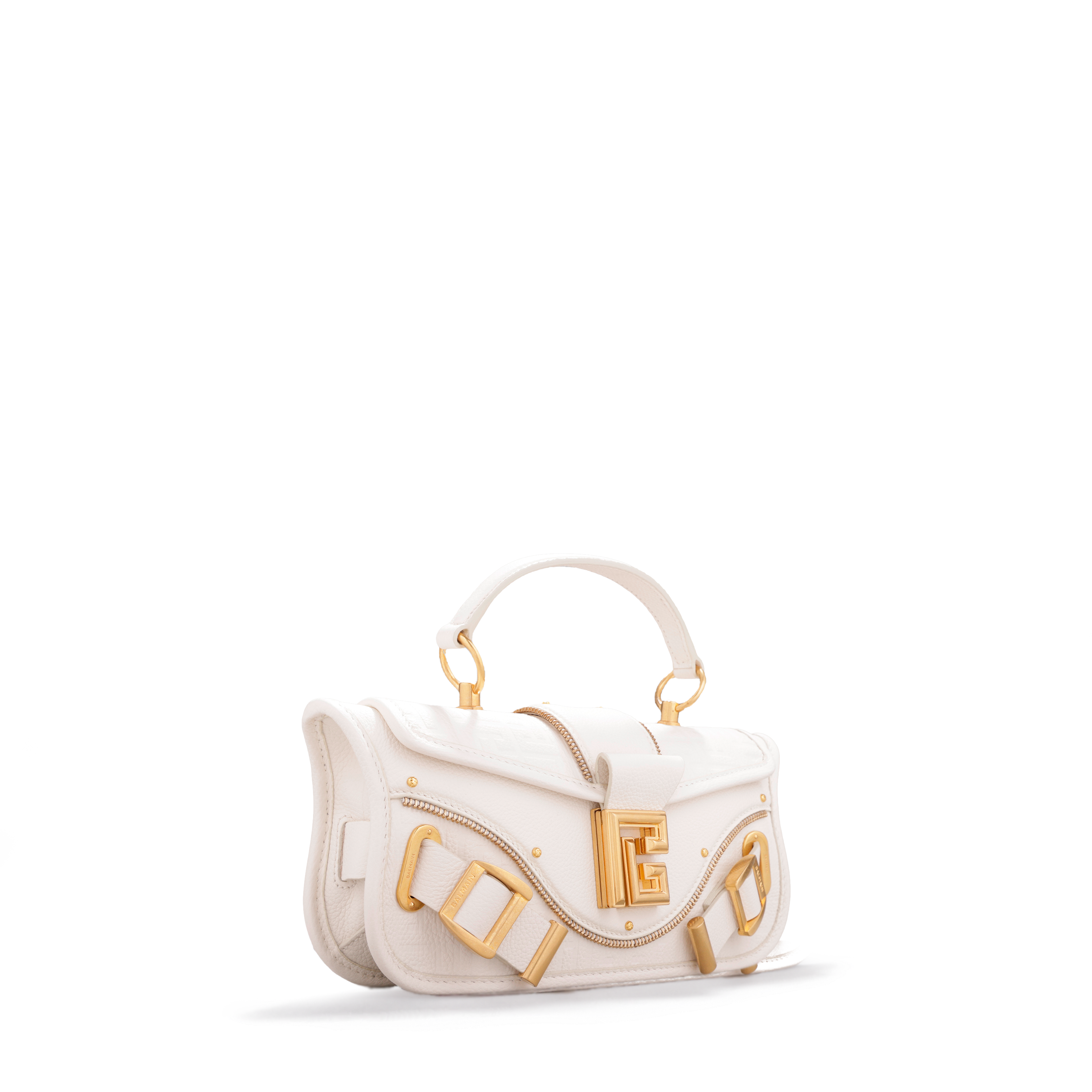 Cartera Blanca Balmain Pouch-Cuir Graine Monogramme