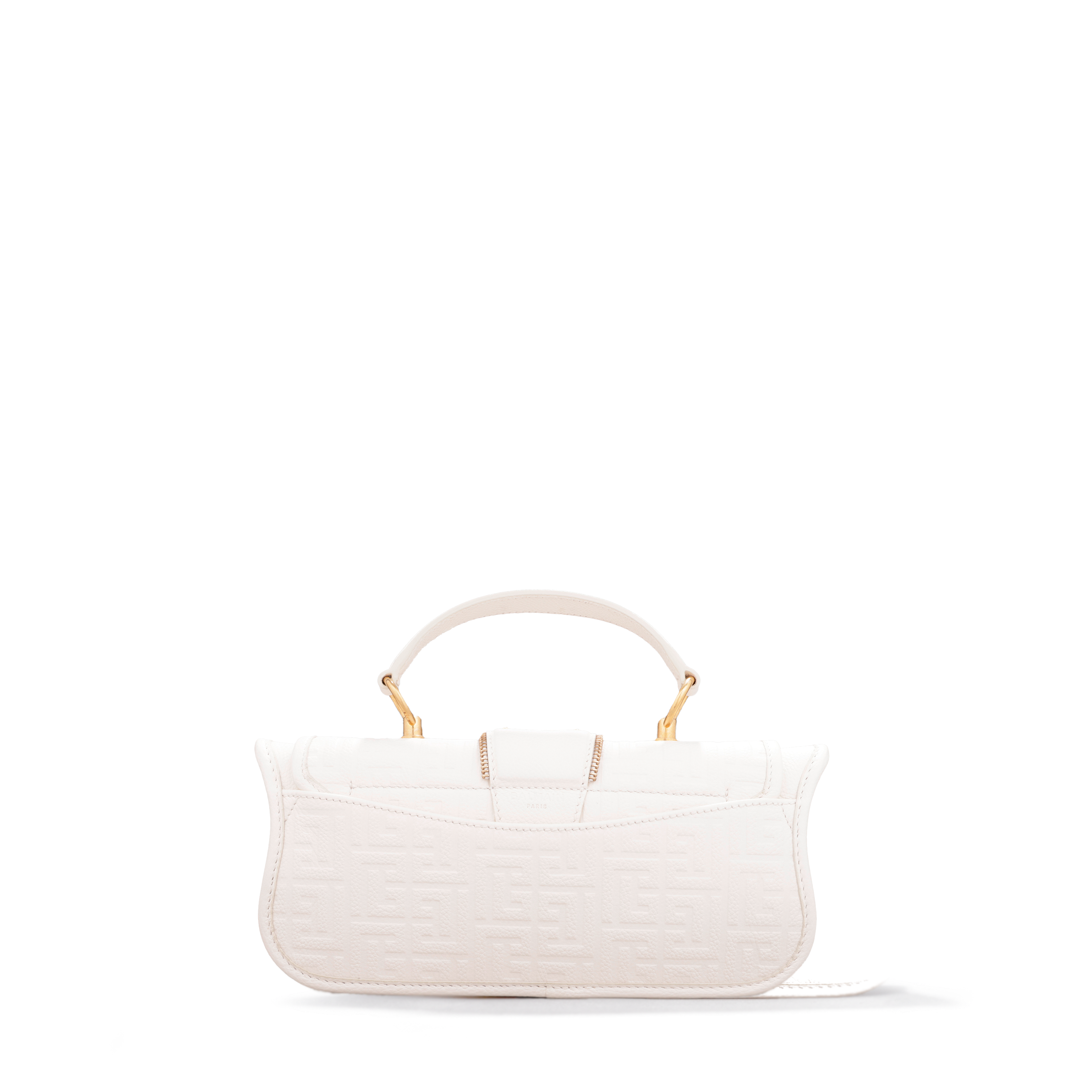 Cartera Blanca Balmain Pouch-Cuir Graine Monogramme