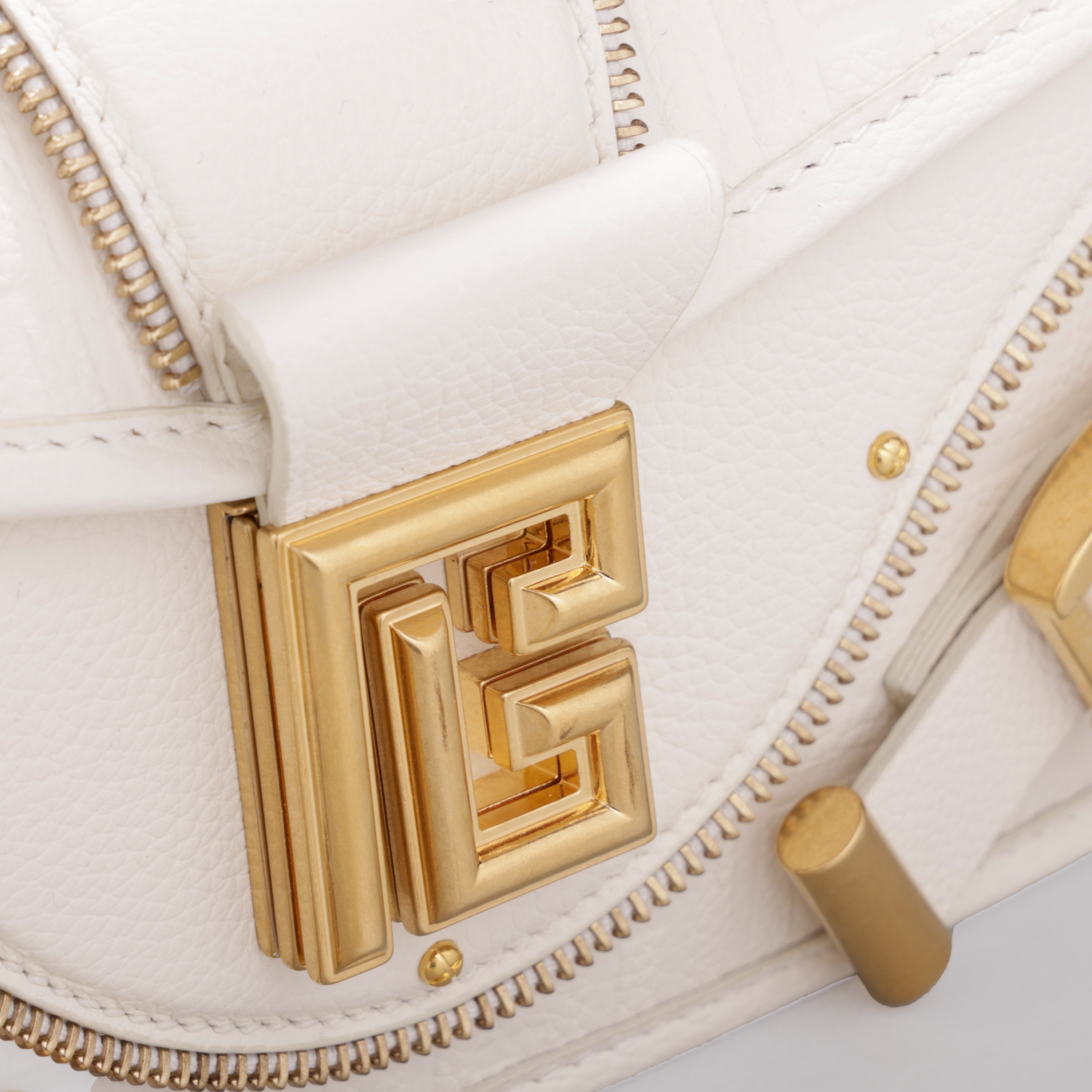 Cartera Blanca Balmain Pouch-Cuir Graine Monogramme